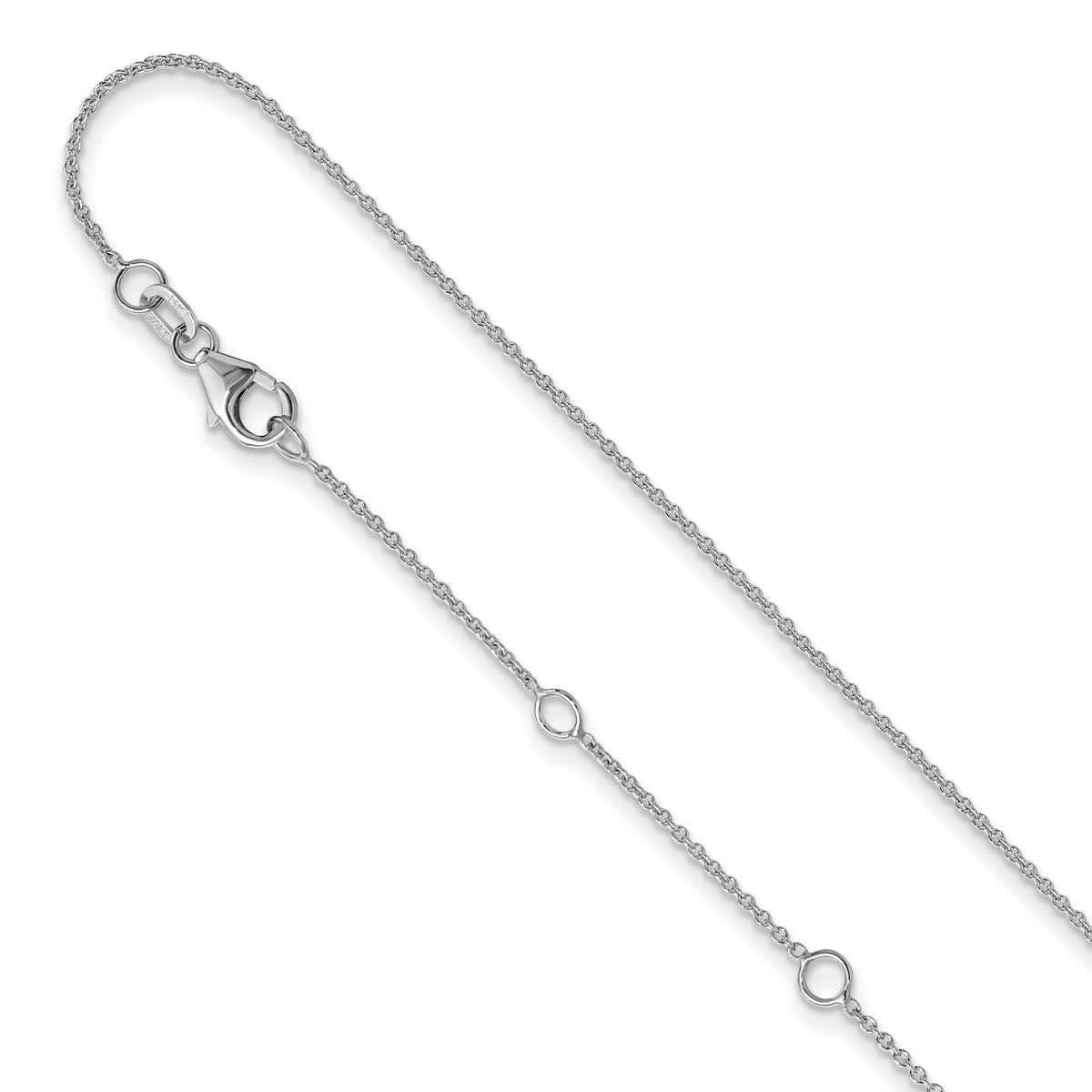 10k White Gold 1.1mm Round Cable 2in+2in Adjustable Chain