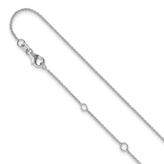 10k White Gold 1.1mm Round Cable 2in+2in Adjustable Chain