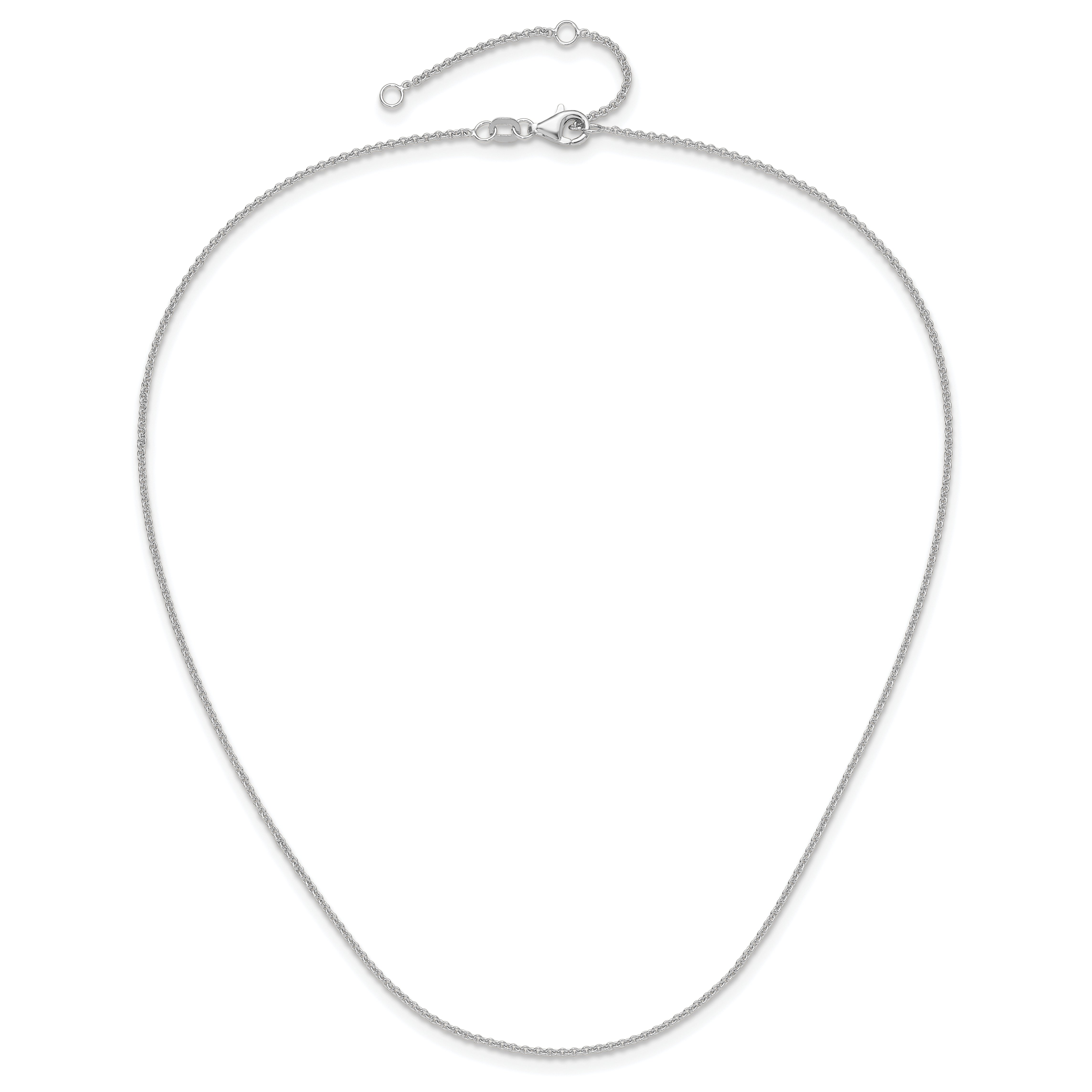 10k White Gold 1.4mm Round Cable 1in+1in Adjustable Chain