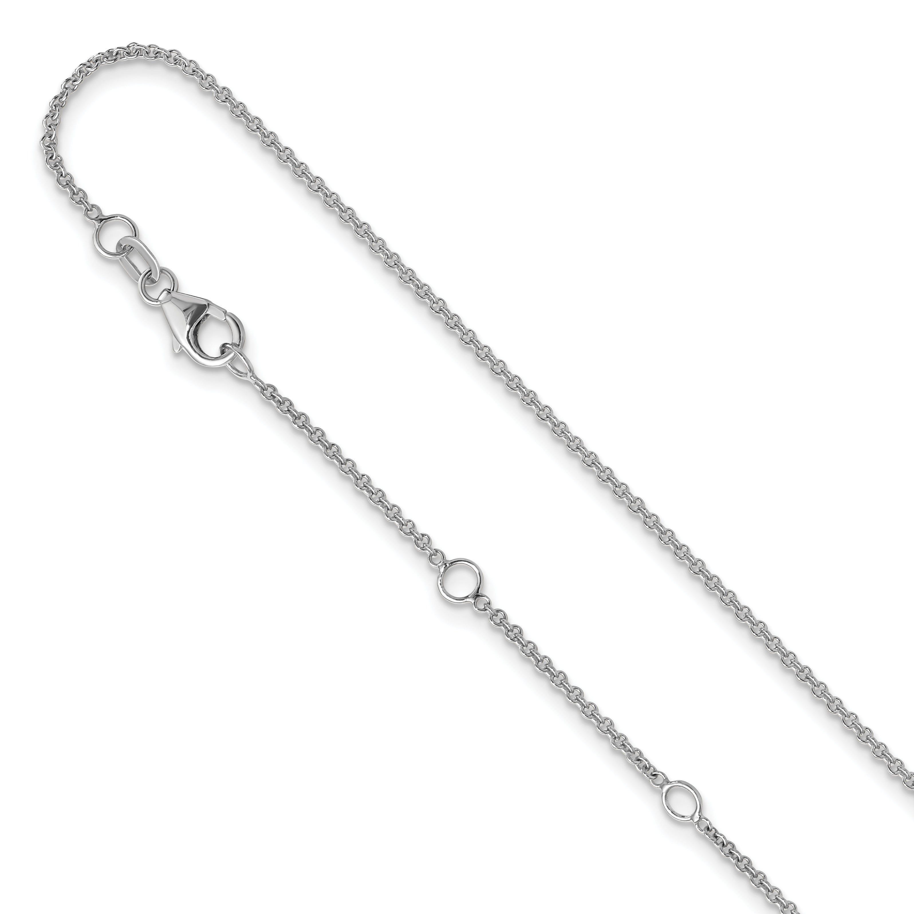 10k White Gold 1.4mm Round Cable 2in+2in Adjustable Chain