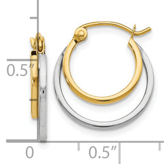 14K Two-tone Polished Hinged Hoop Earrings