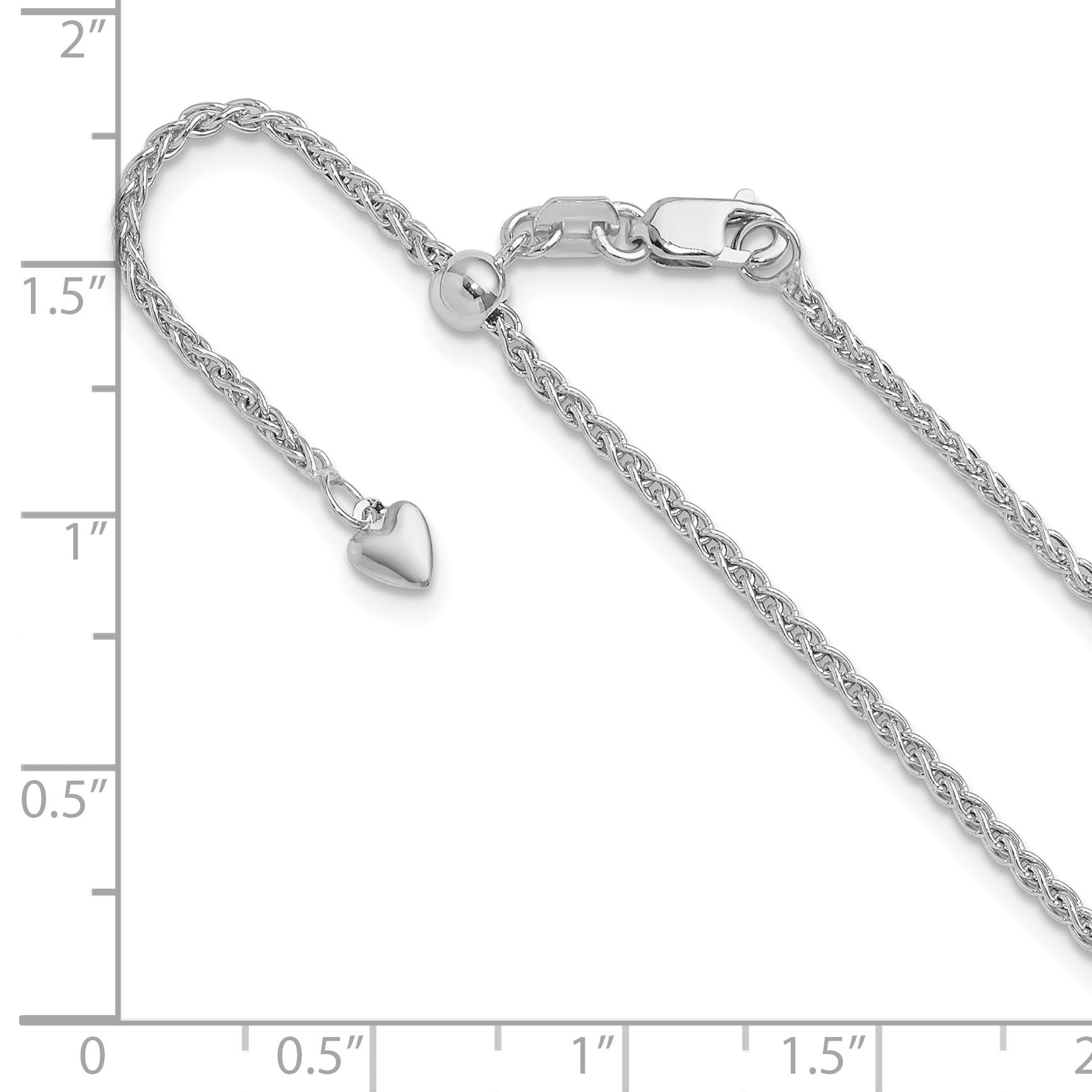 10k White Gold Adjustable 1.6mm Semi Solid Spiga Chain