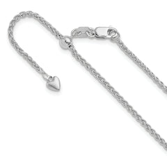 10k White Gold Adjustable 1.6mm Semi Solid Spiga Chain