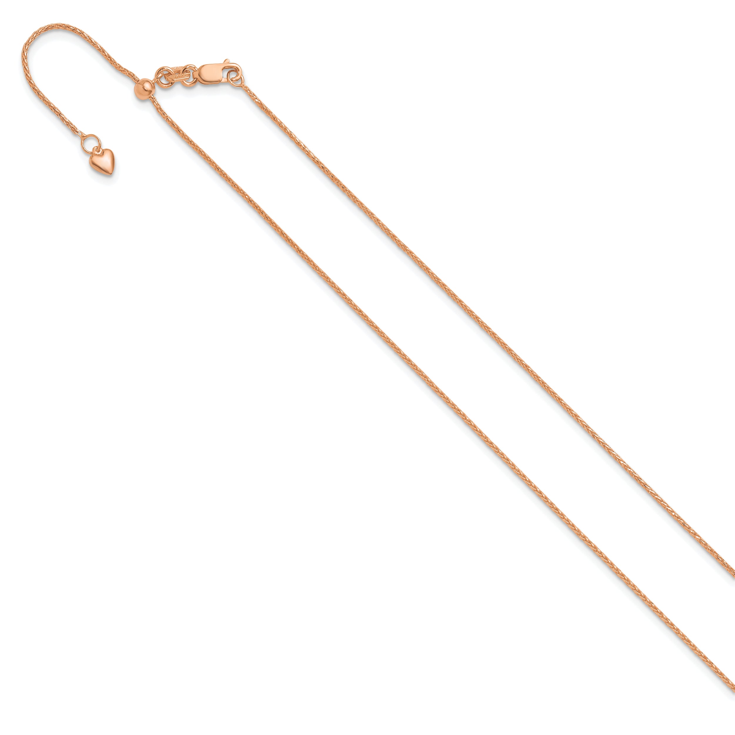 10k Rose Gold Adjustable 1mm Wheat Chain