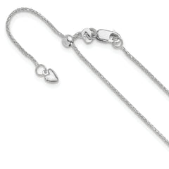 10k White Gold Adjustable 1mm D/C Wheat Chain