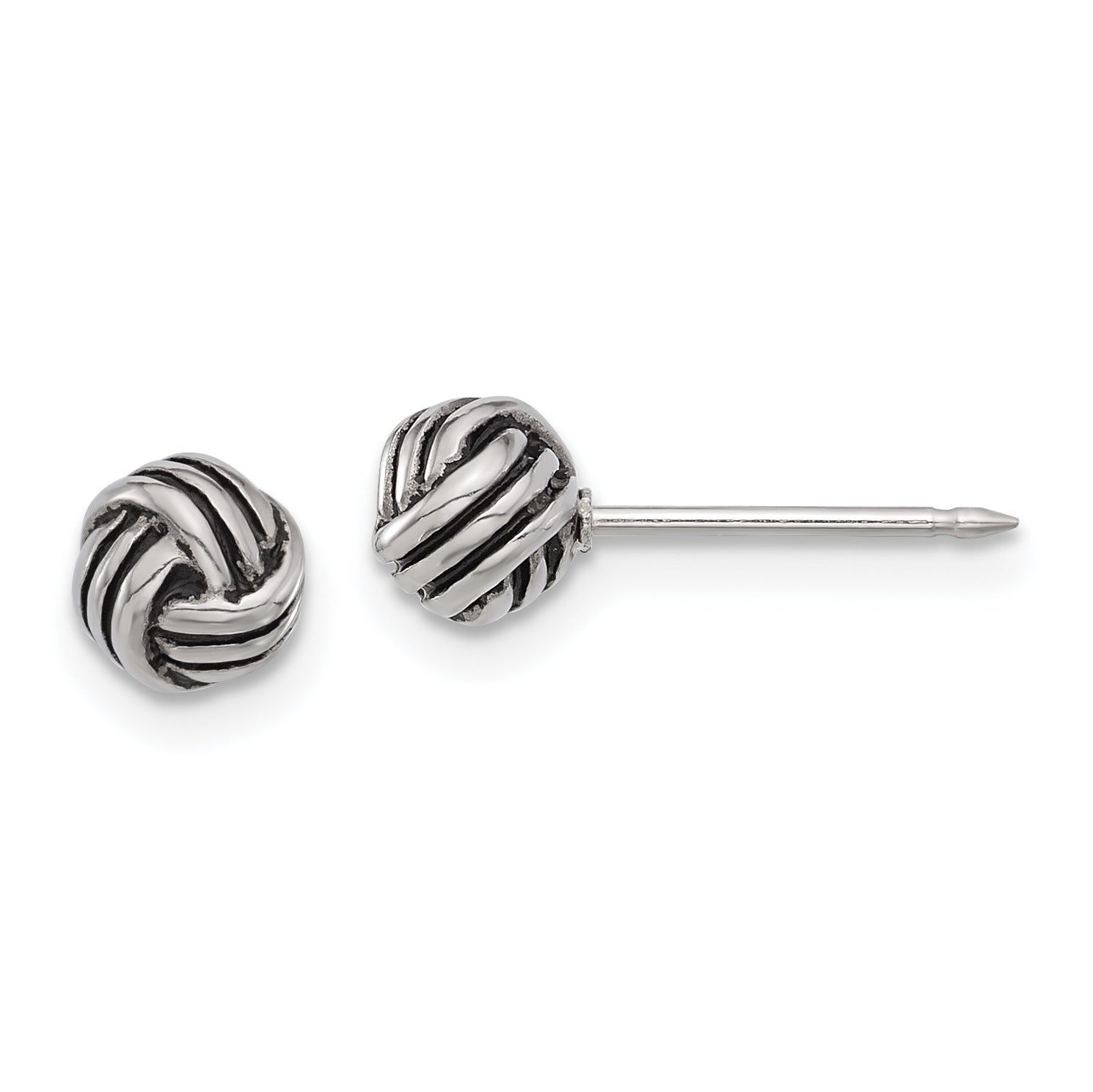 Inverness Stainless Steel Antiqued Love Knot Post Earrings