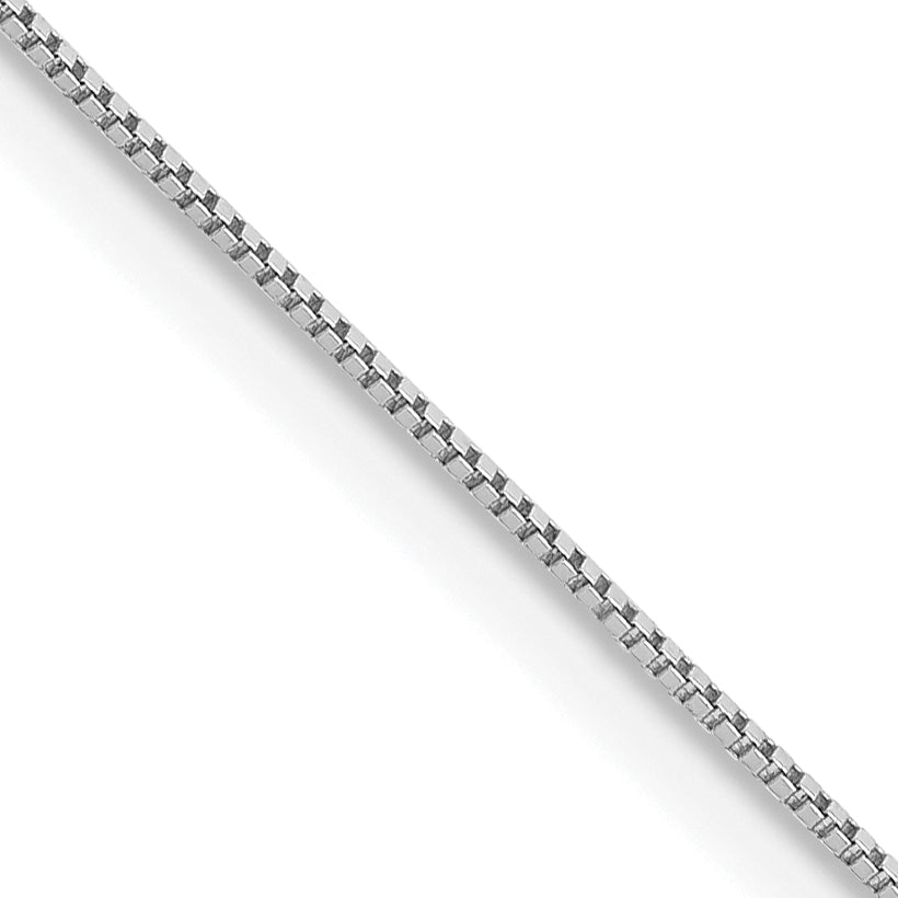 14K White Gold 24 inch Carded .5mm Box Link with Spring Ring Clasp Chain