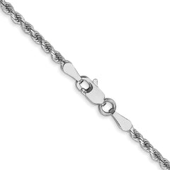 14K White Gold 2mm Diamond-Cut Rope Chain