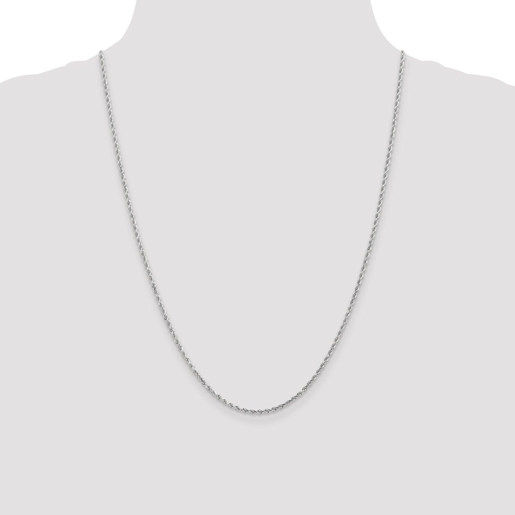 14K White Gold 2mm Diamond-Cut Rope Chain