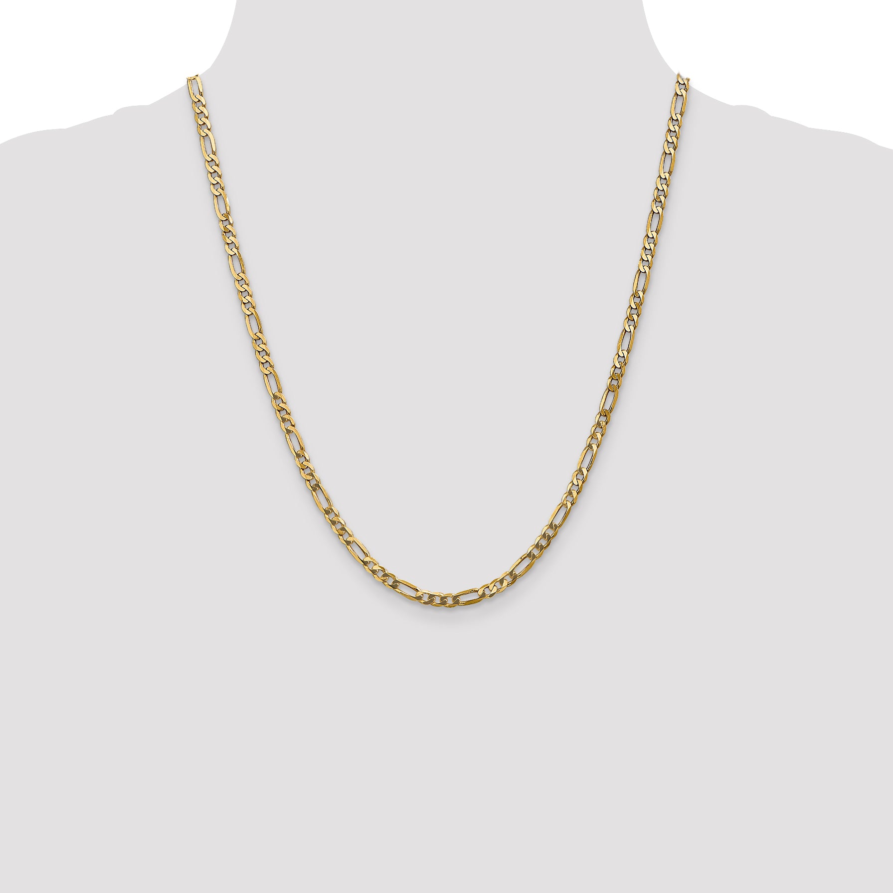 14K 4mm Flat Figaro Chain