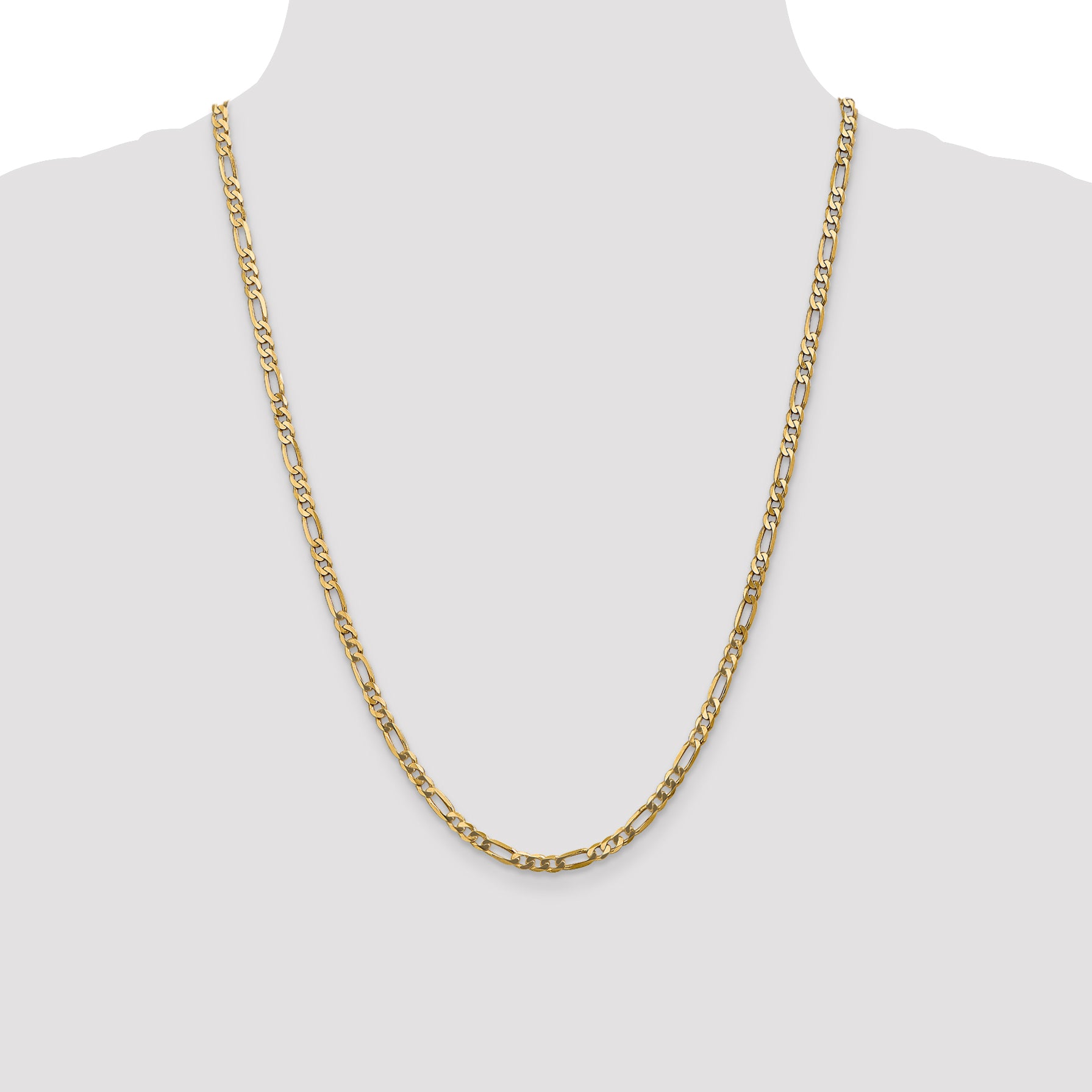 14K 4mm Flat Figaro Chain