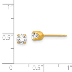 14K Gold Cubic Zirconia Stud Earrings with Push Back Elegant & Timeless