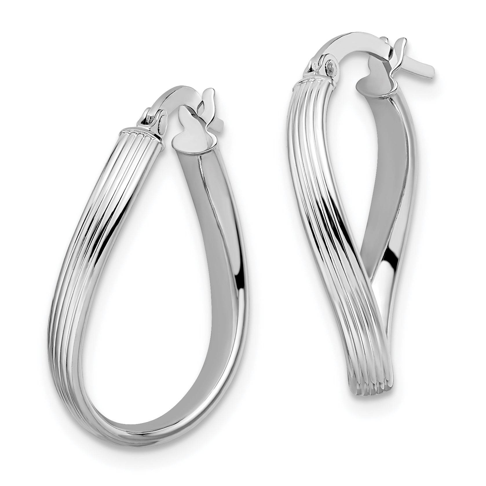 14K White Gold Polished Hoop Earrings