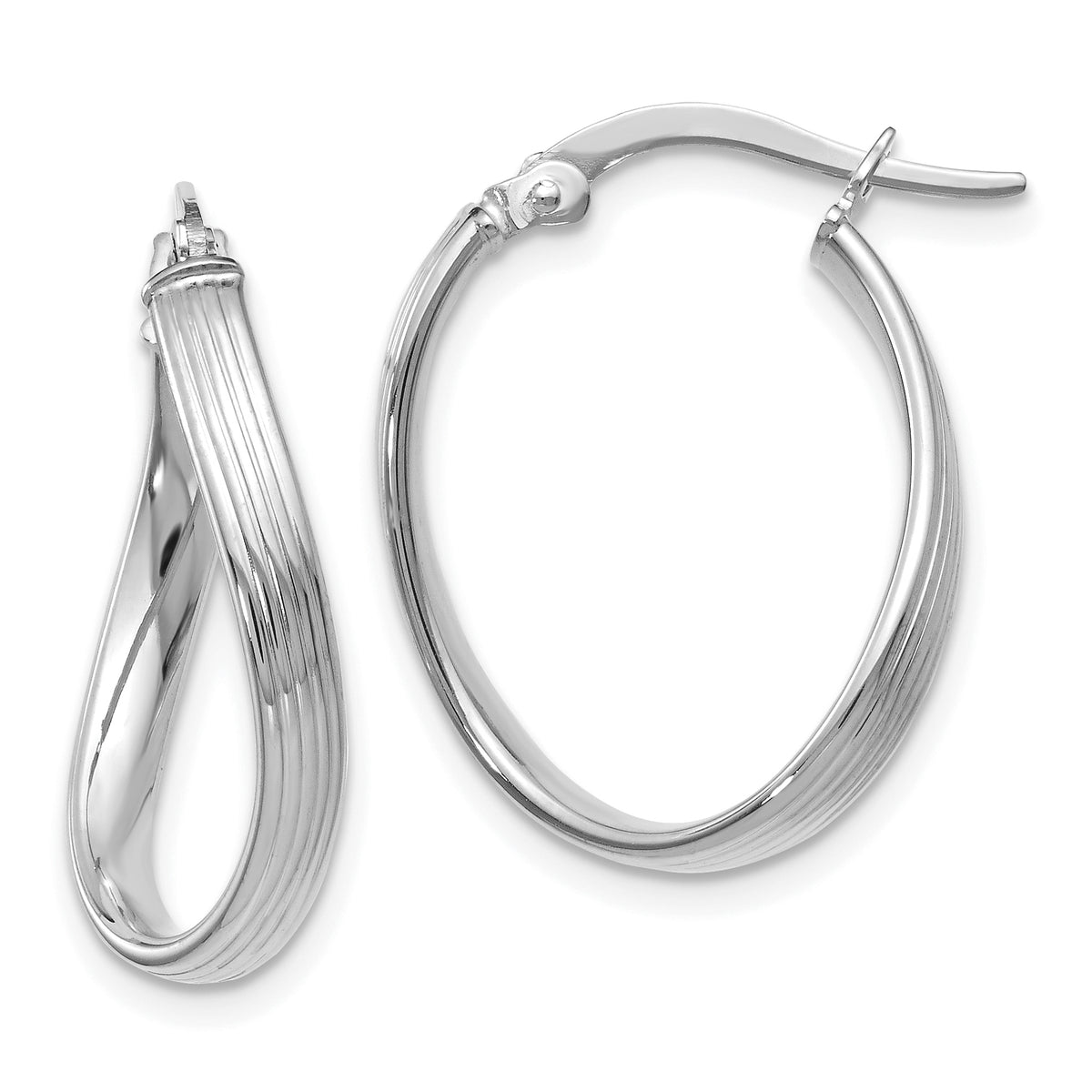 14K White Gold Polished Hoop Earrings