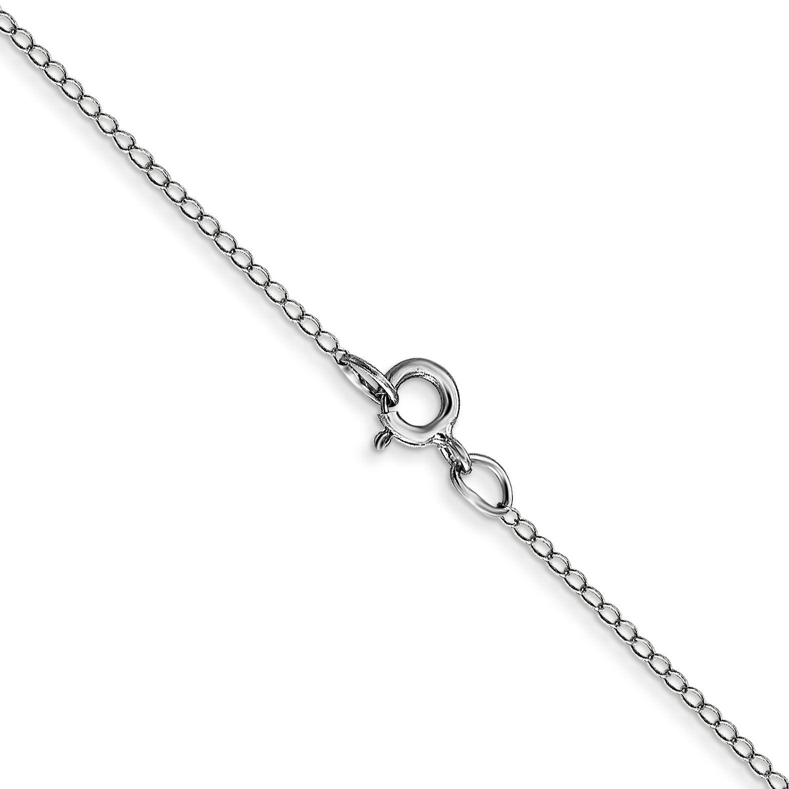 14K White Gold 13 inch Carded .42mm Curb with Spring Ring Clasp Chain