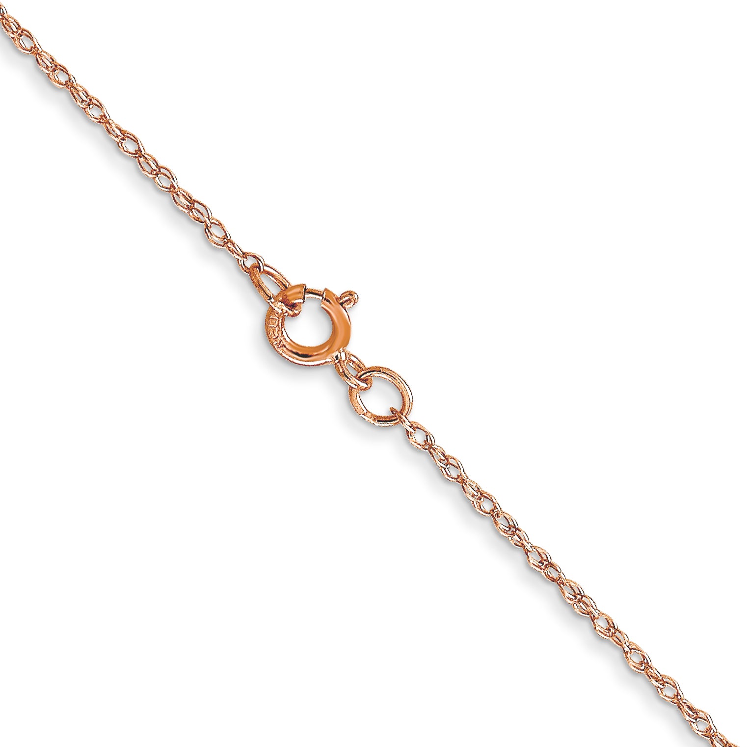 14K Rose Gold 16 inch Carded .6mm Cable Rope with Spring Ring Clasp Chain