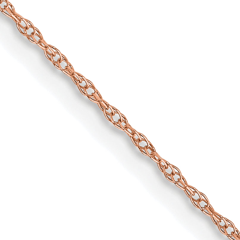 14K Rose Gold 24 inch Carded .6mm Cable Rope with Spring Ring Clasp Chain