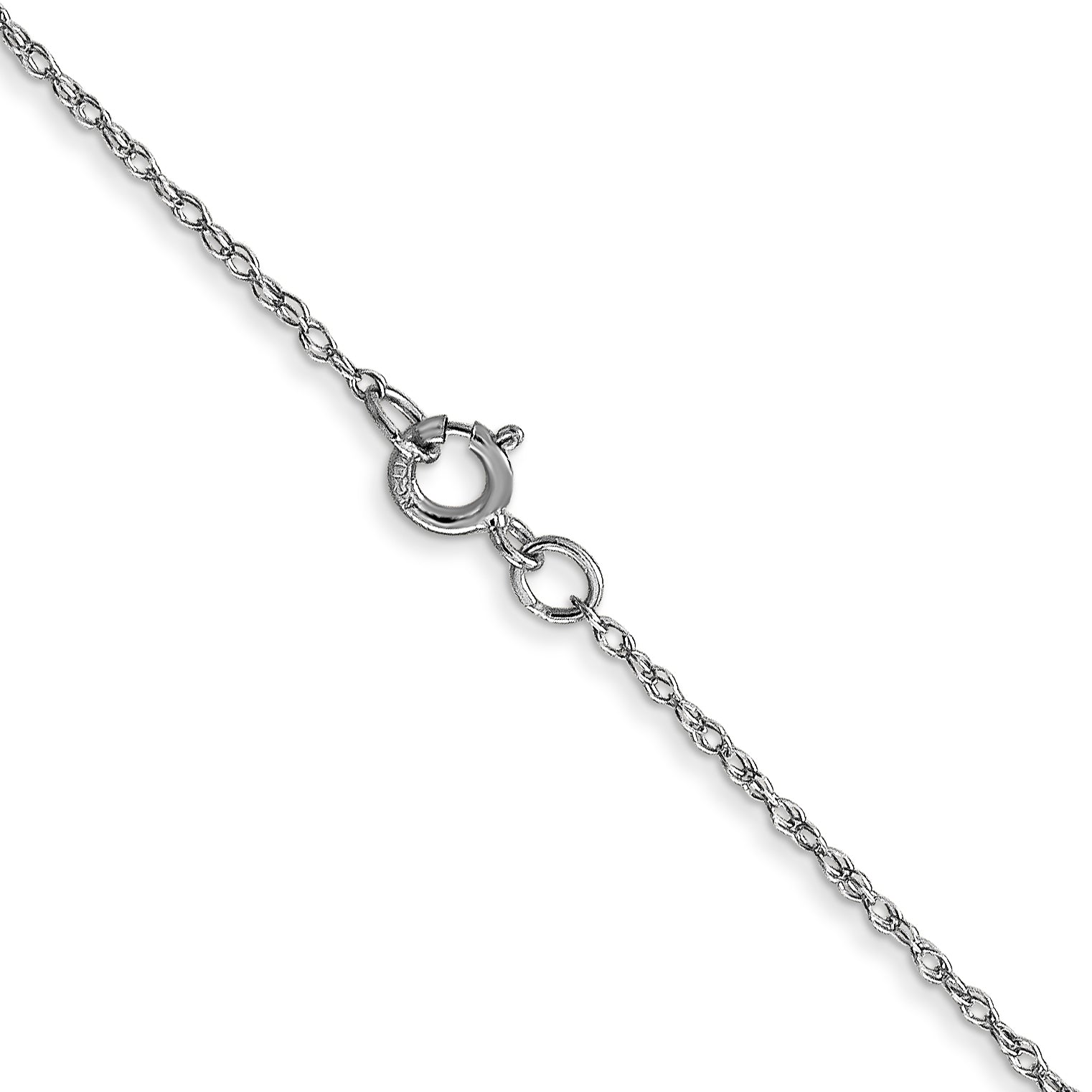 14K White Gold 13 inch Carded .6mm Cable Rope with Spring Ring Clasp Chain