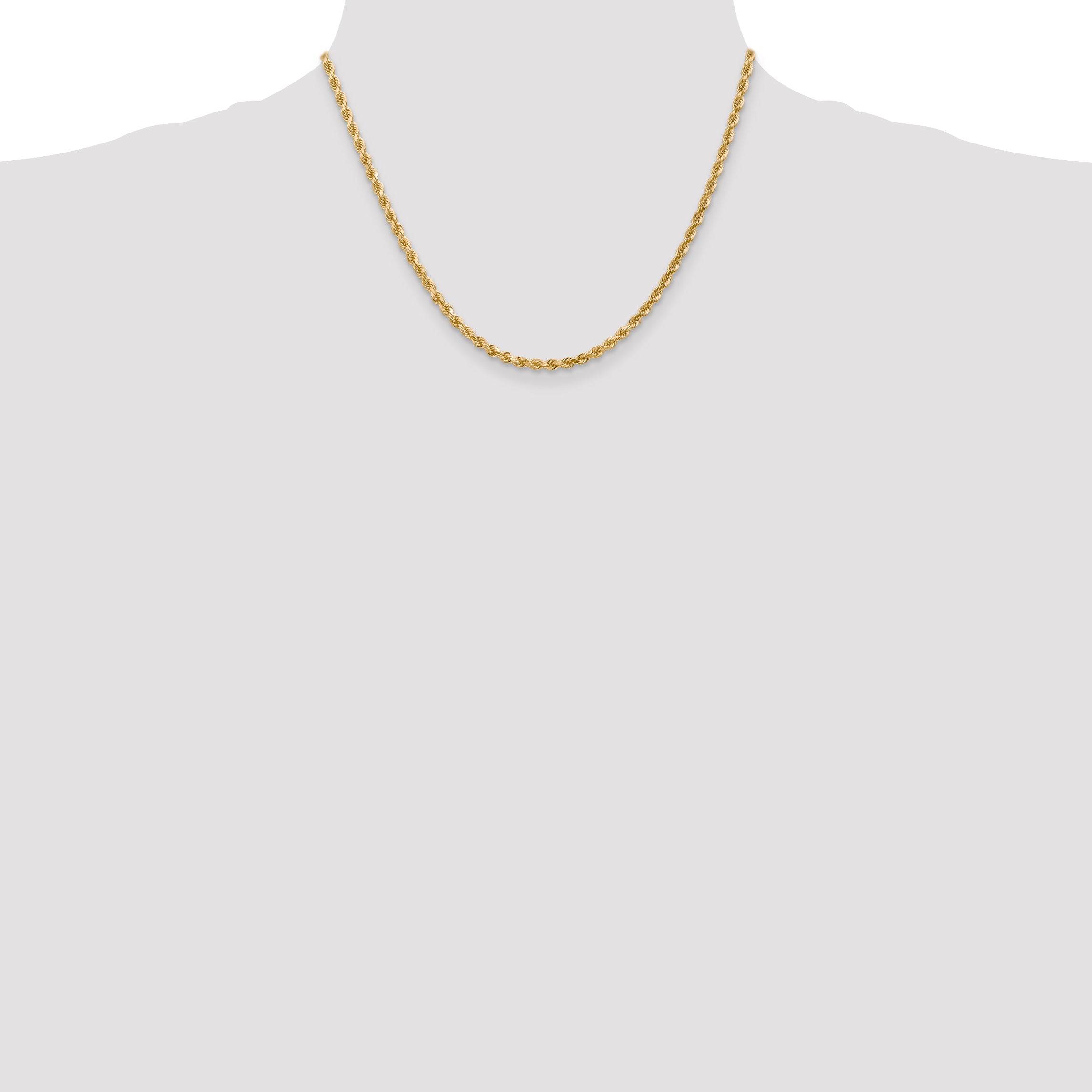 14K 3mm Diamond-Cut Rope Chain