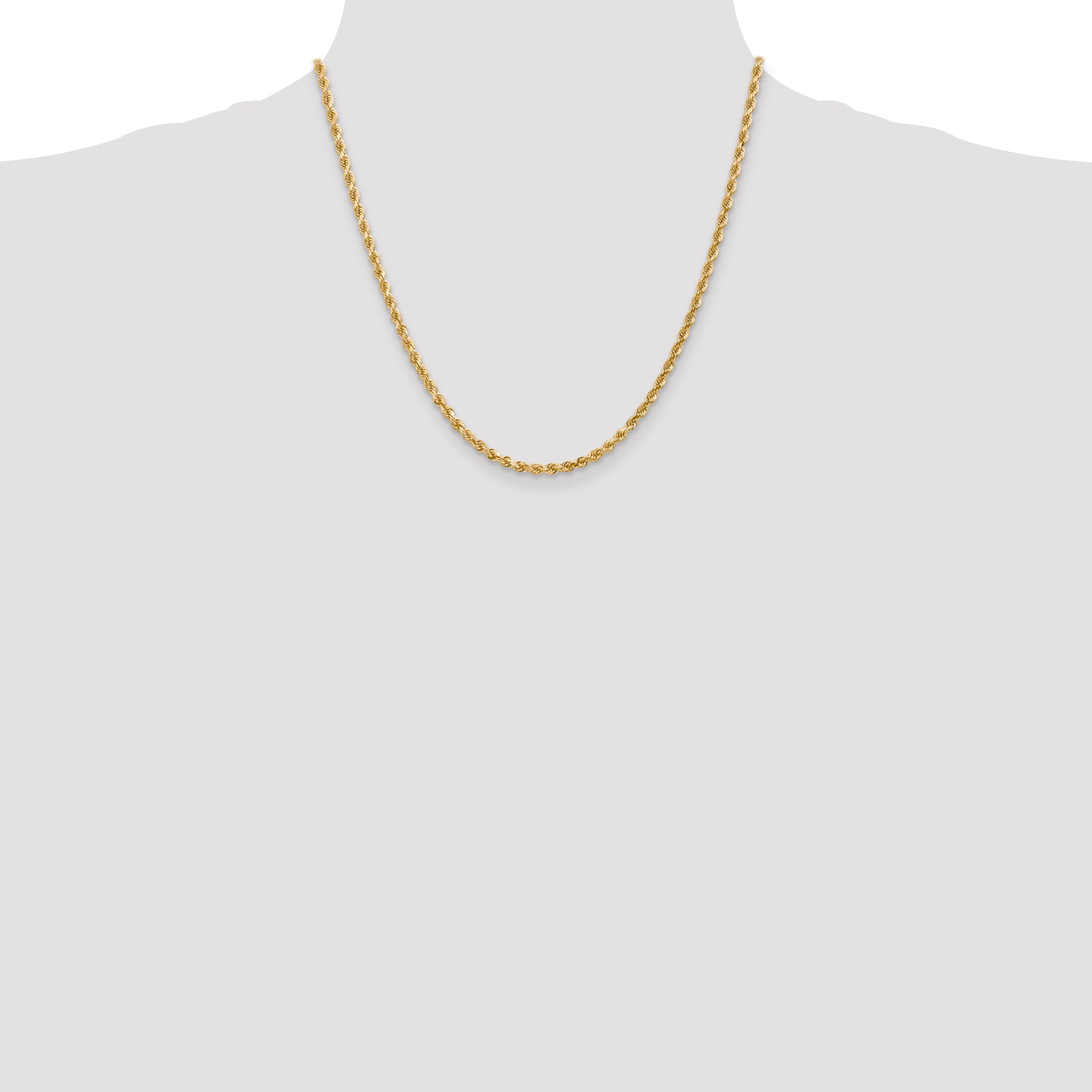 14K 3mm Diamond-Cut Rope Chain