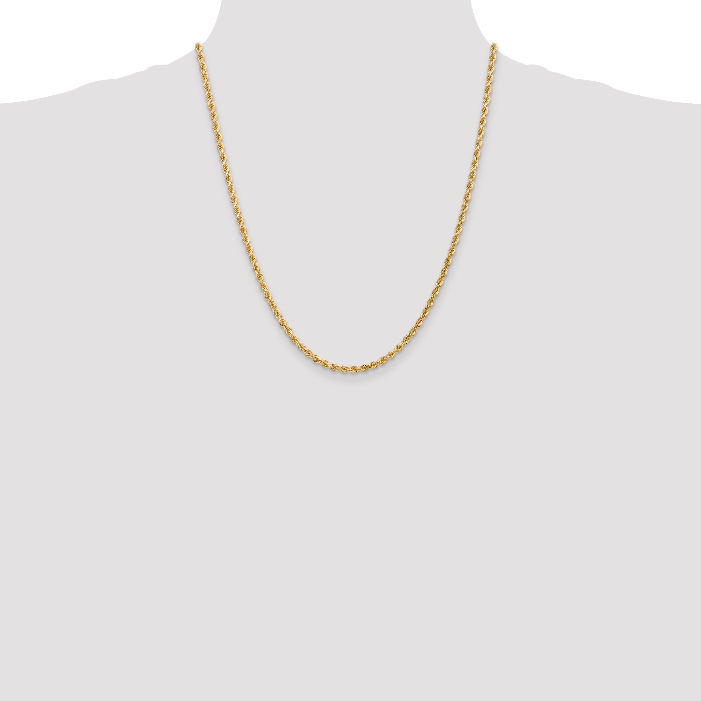 14K 3mm Diamond-Cut Rope Chain