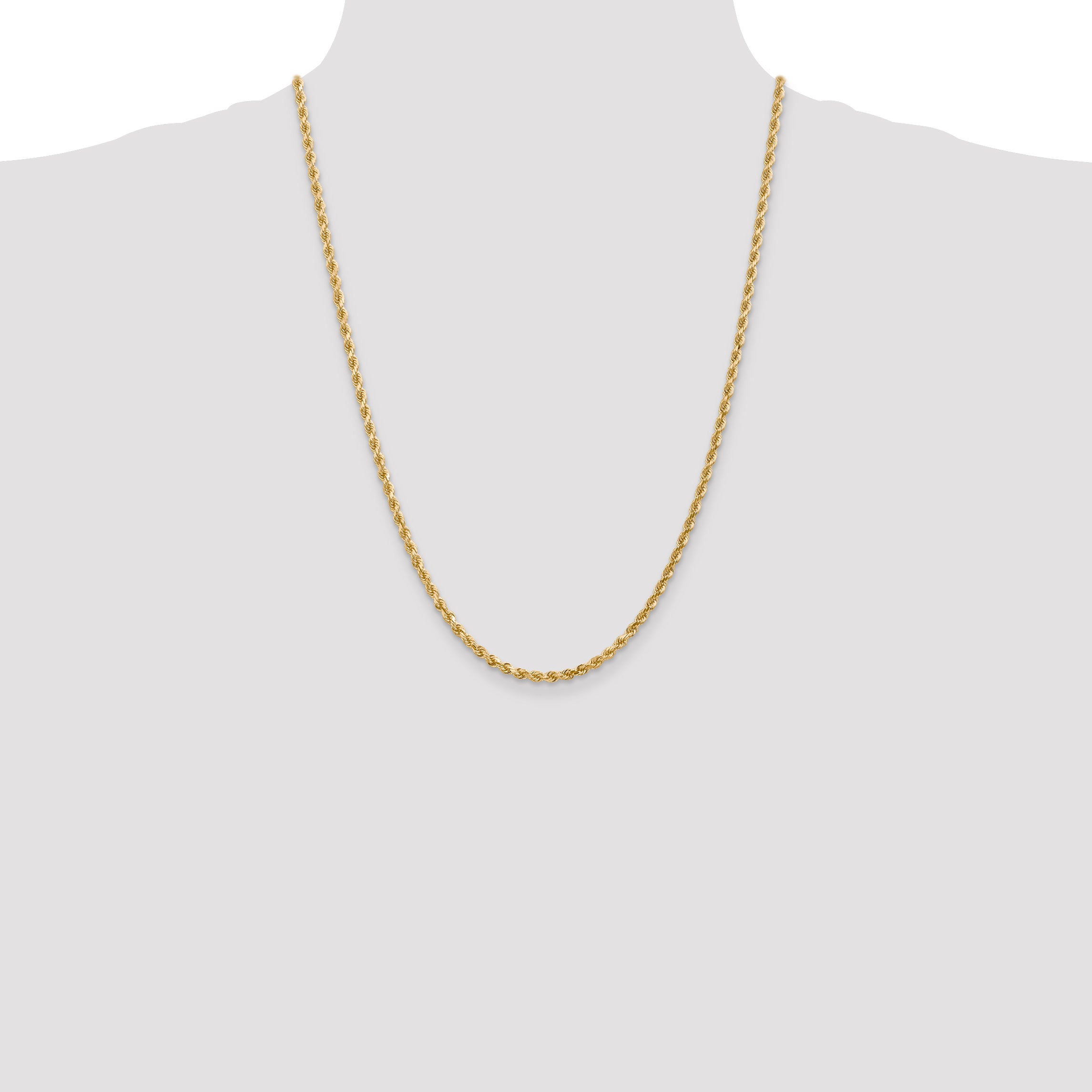 14K 3mm Diamond-Cut Rope Chain