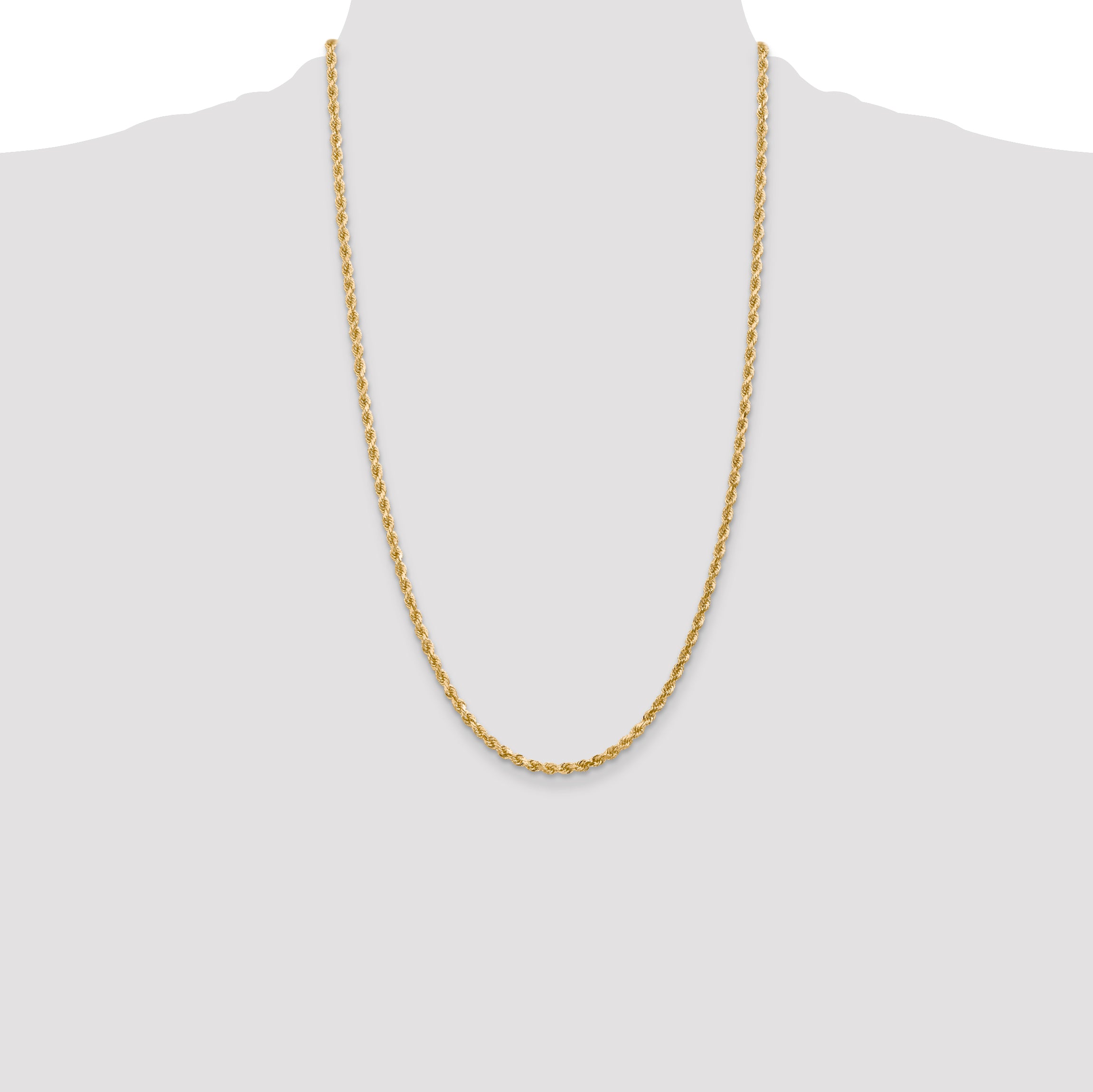 14K 3mm Diamond-Cut Rope Chain