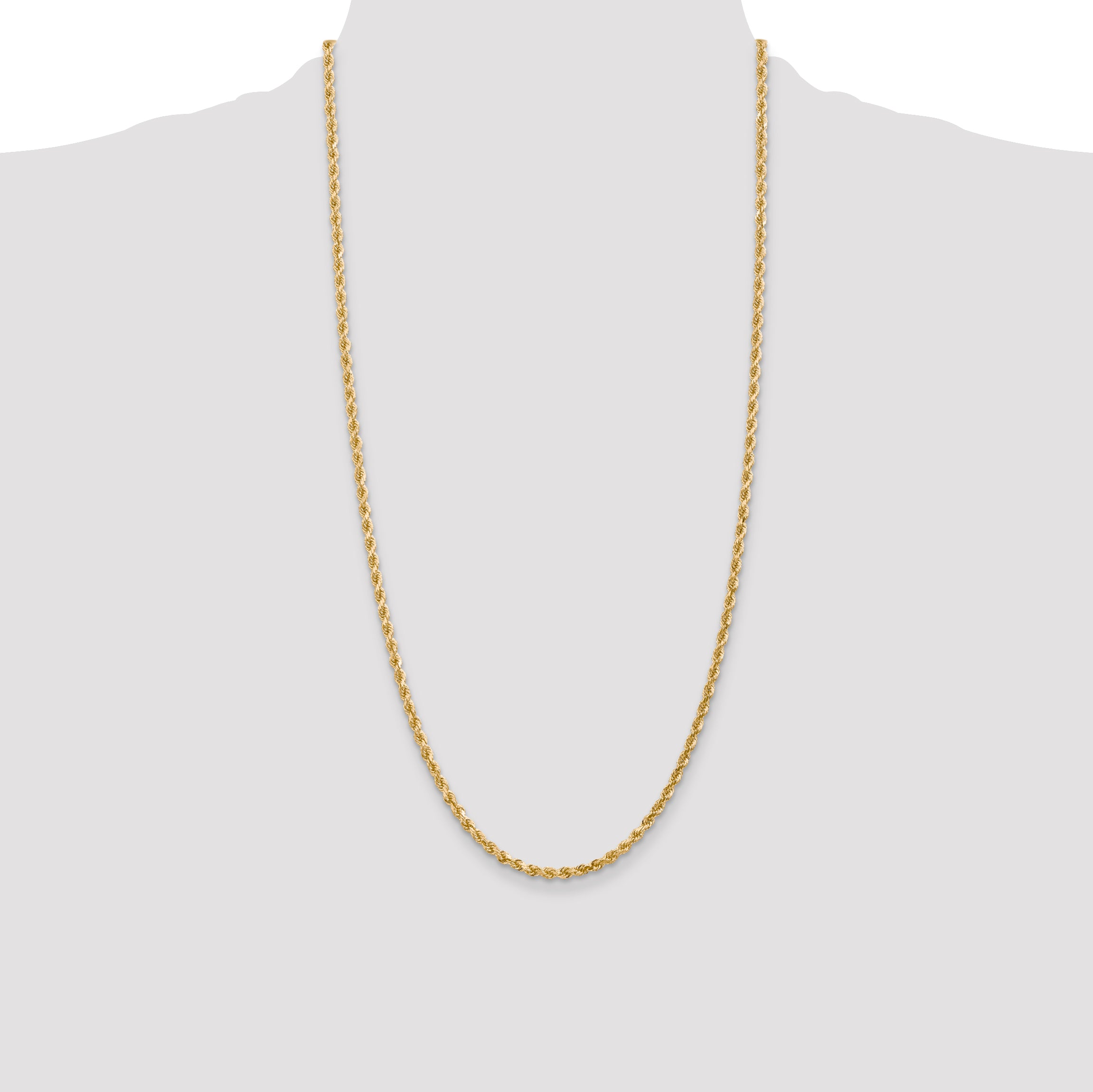 14K 3mm Diamond-Cut Rope Chain