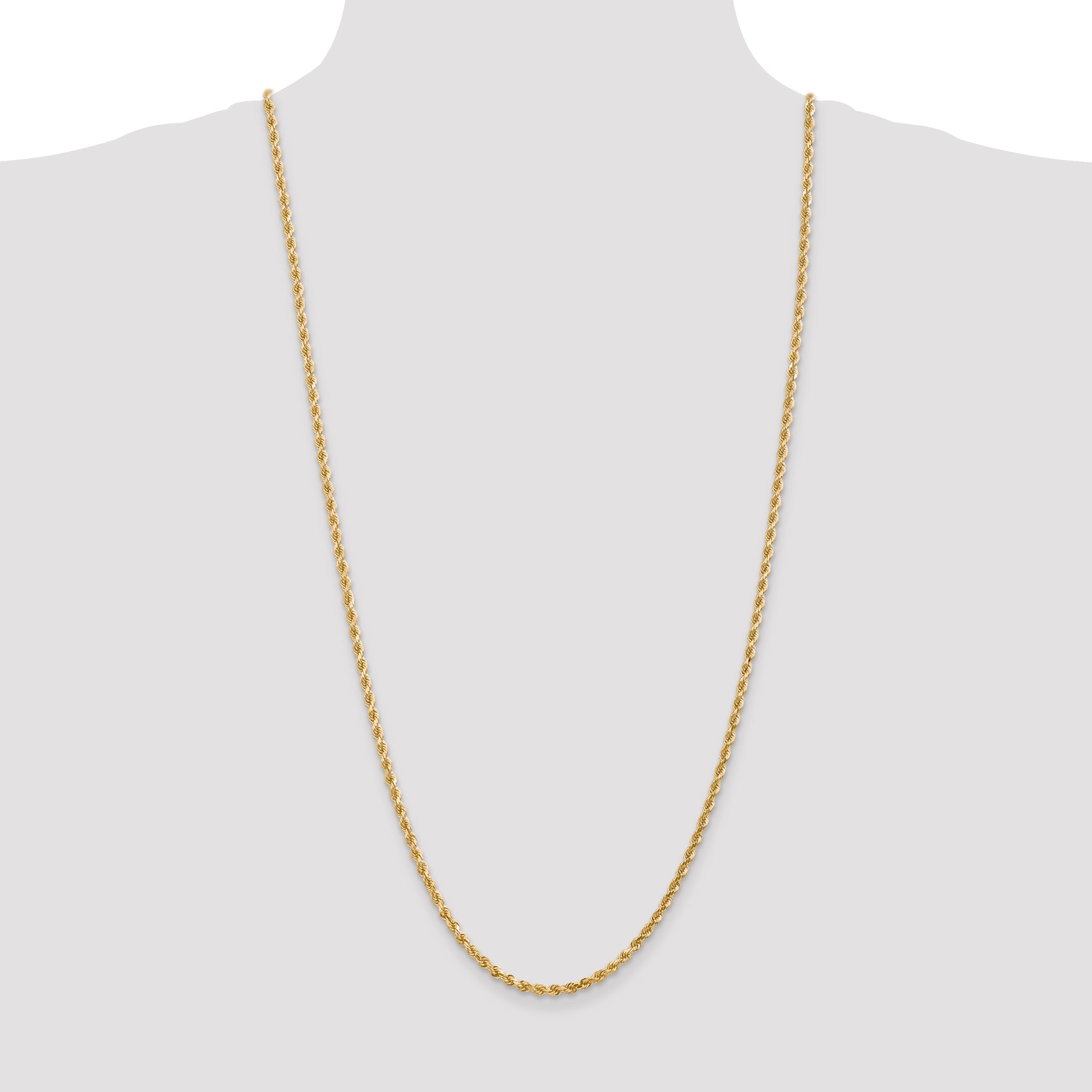 14K 3mm Diamond-Cut Rope Chain