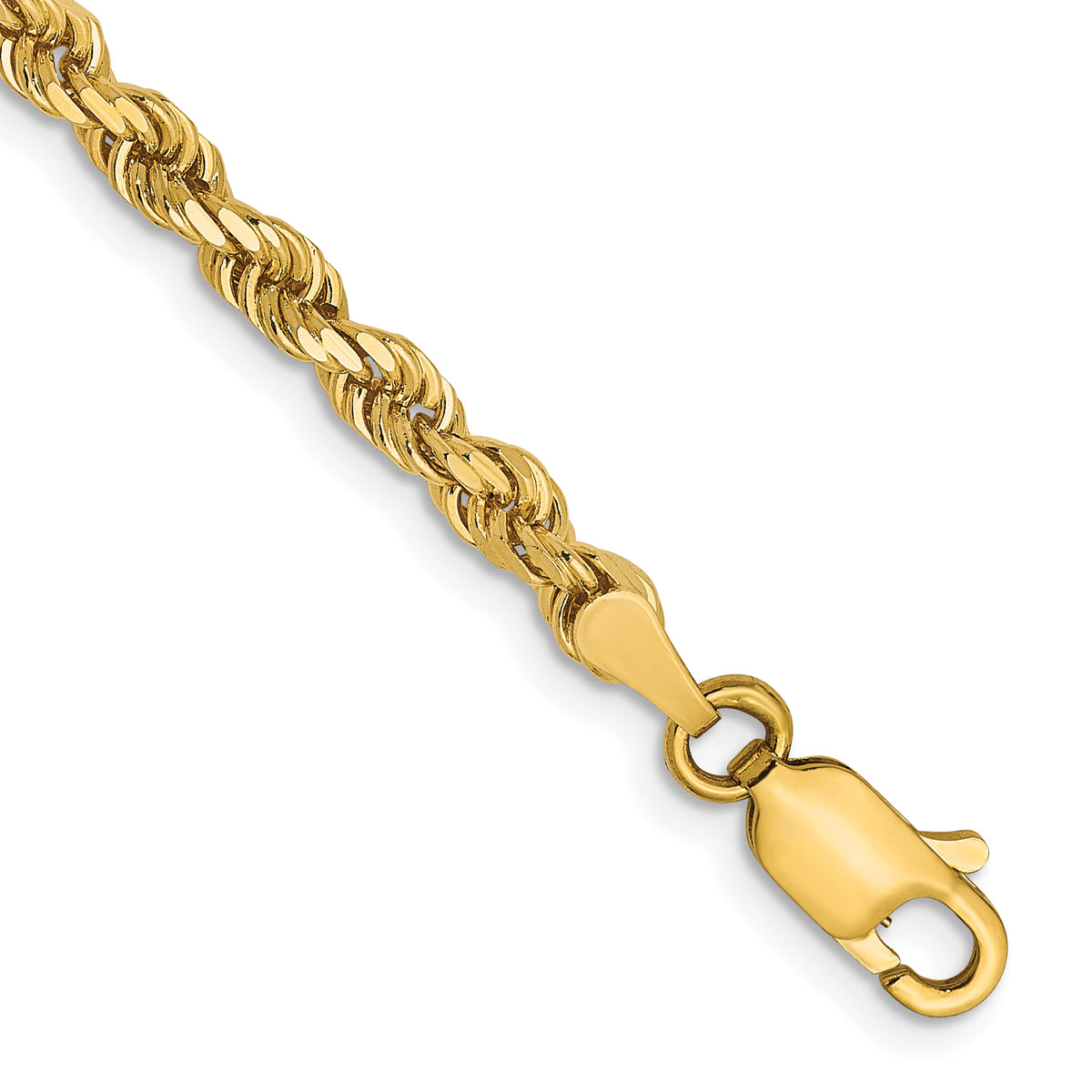 14K 3mm Diamond-Cut Rope Chain