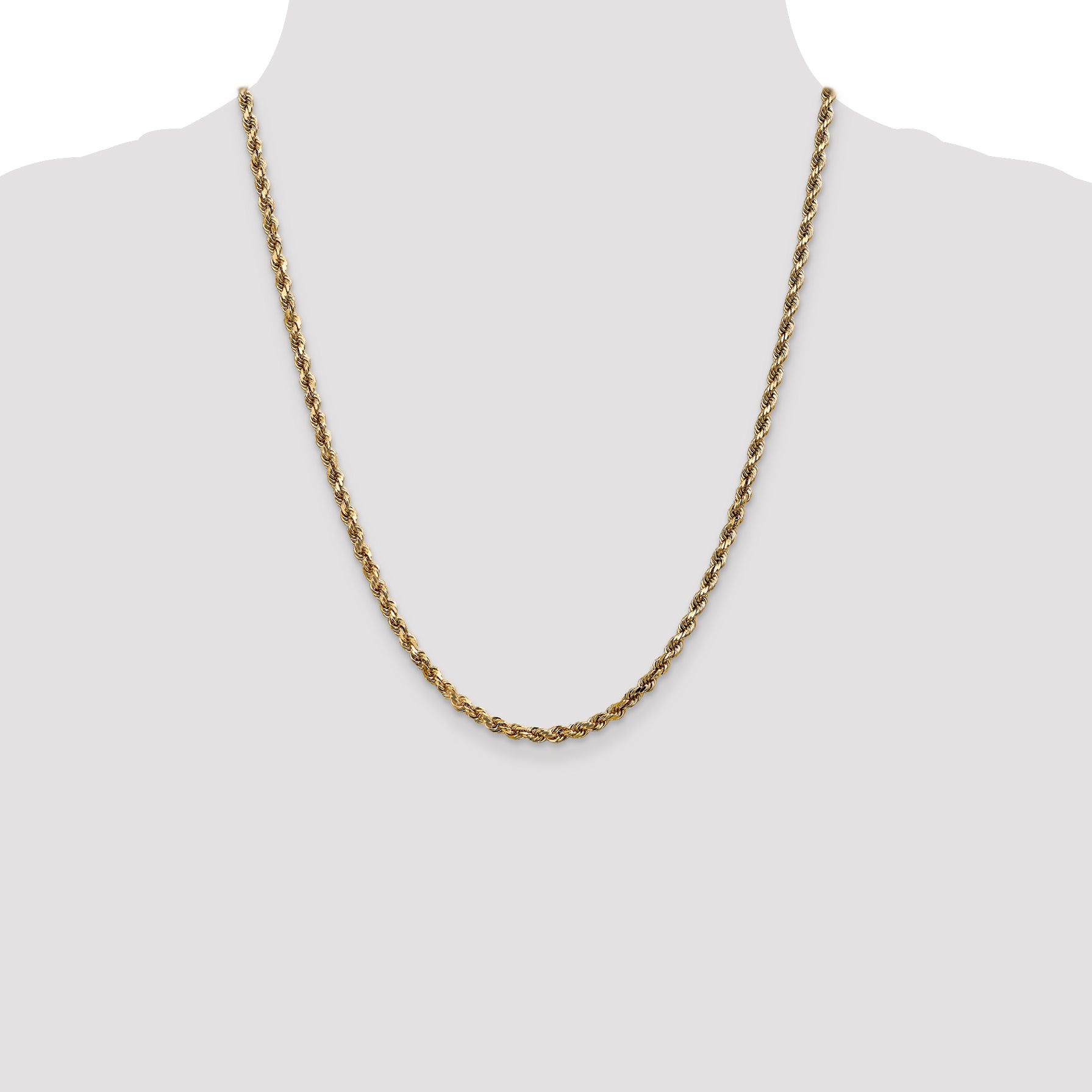 14K 3.5mm Diamond-Cut Rope Chain