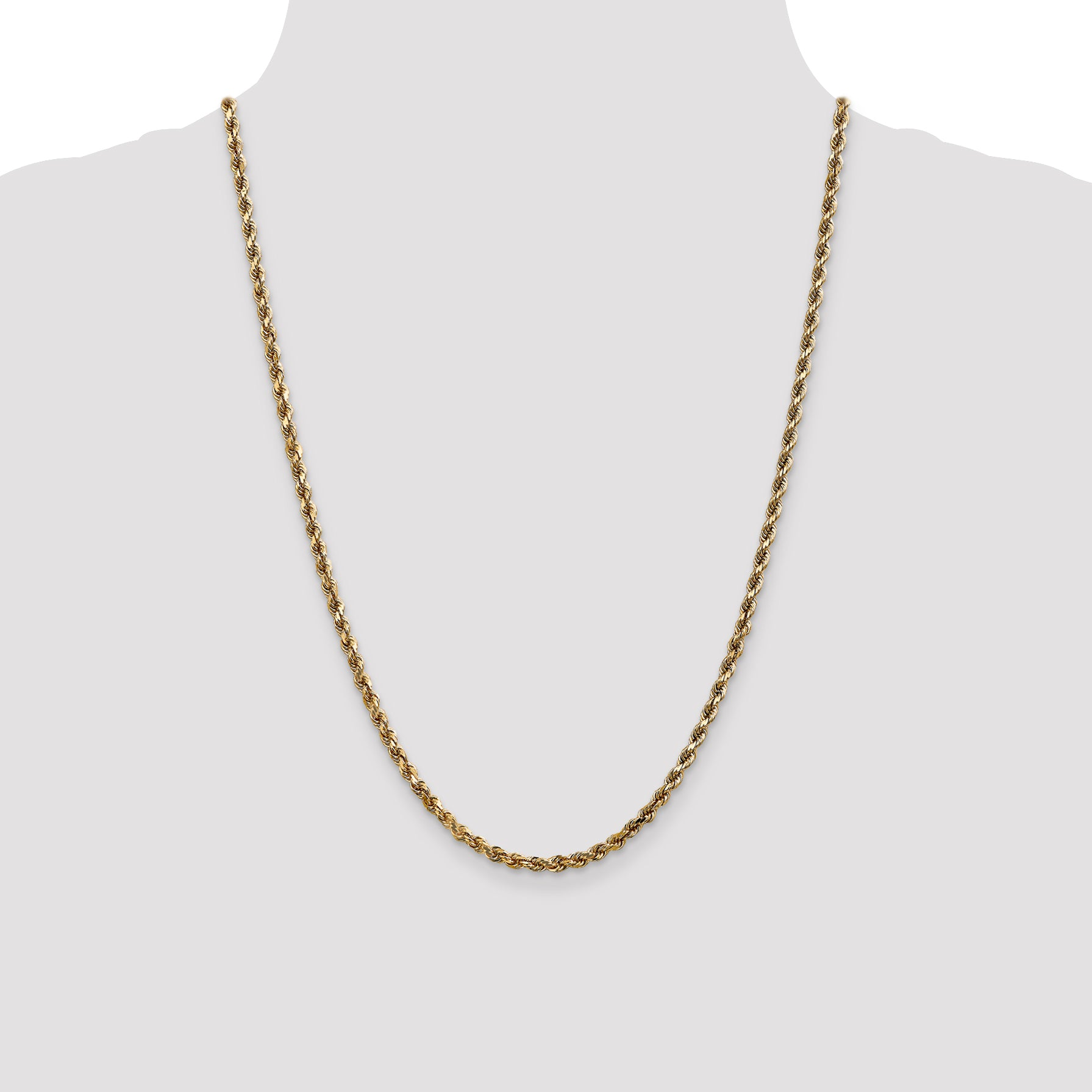 14K 3.5mm Diamond-Cut Rope Chain