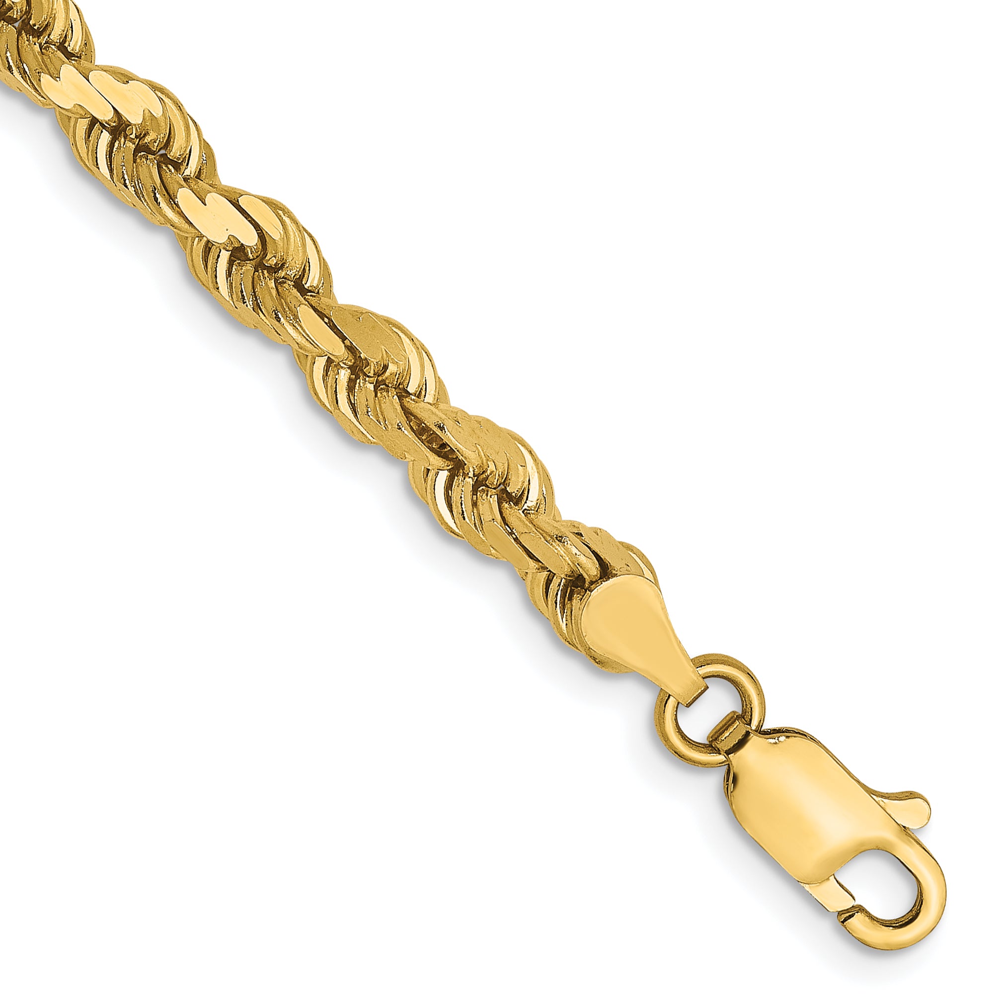 14K 4mm Diamond-Cut Rope Chain