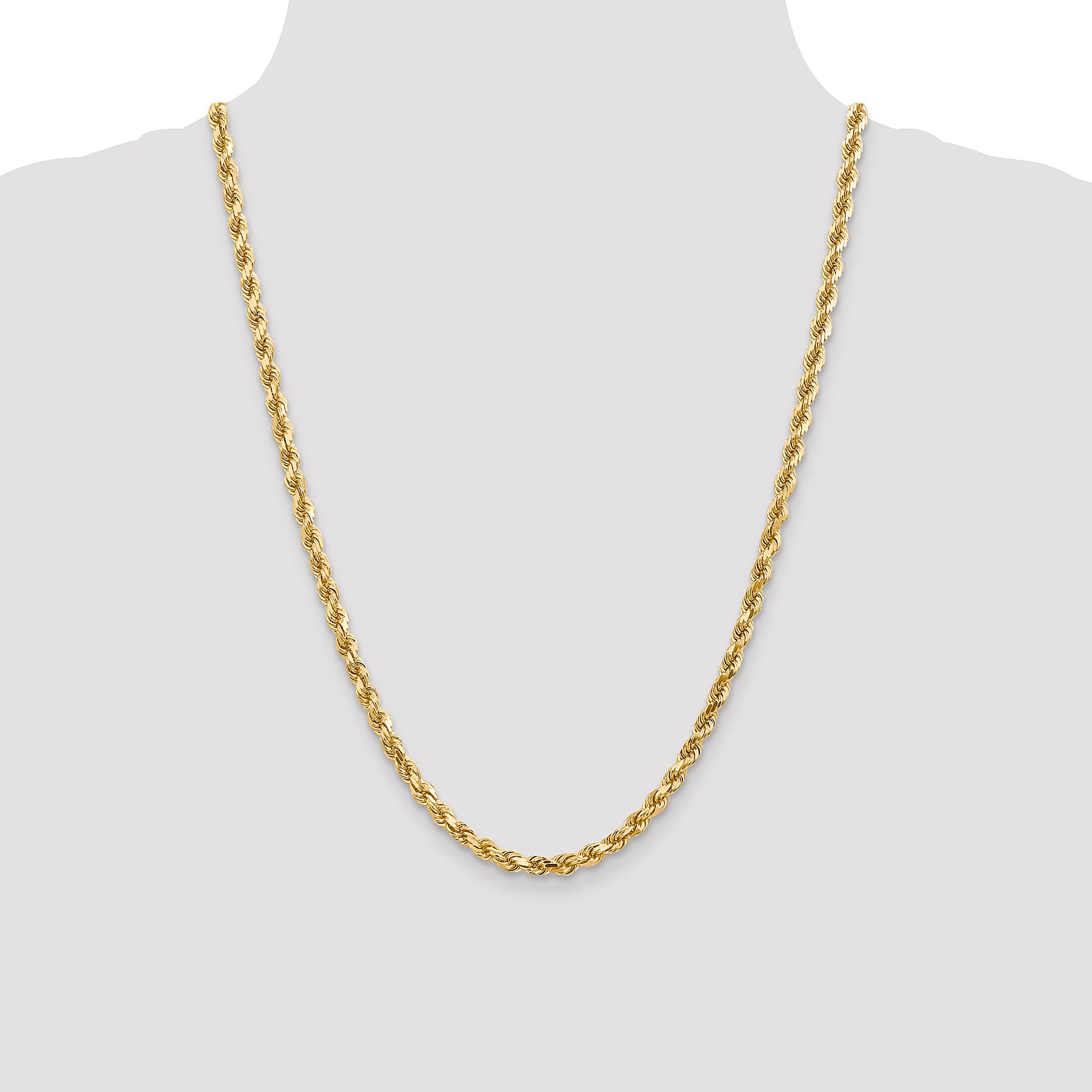 14K 4.5mm Diamond-Cut Rope Chain