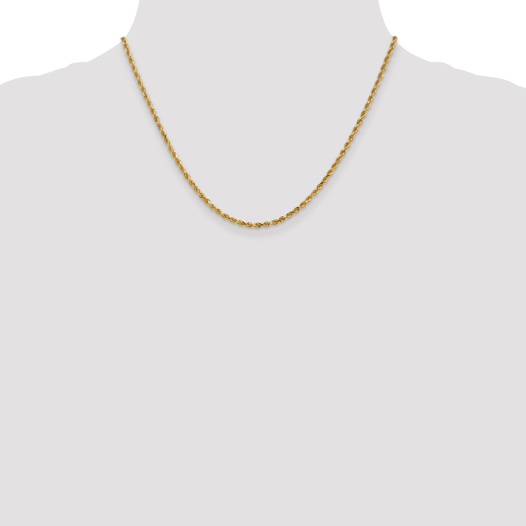 14K 2.5mm Diamond-Cut Lightweight Rope Chain