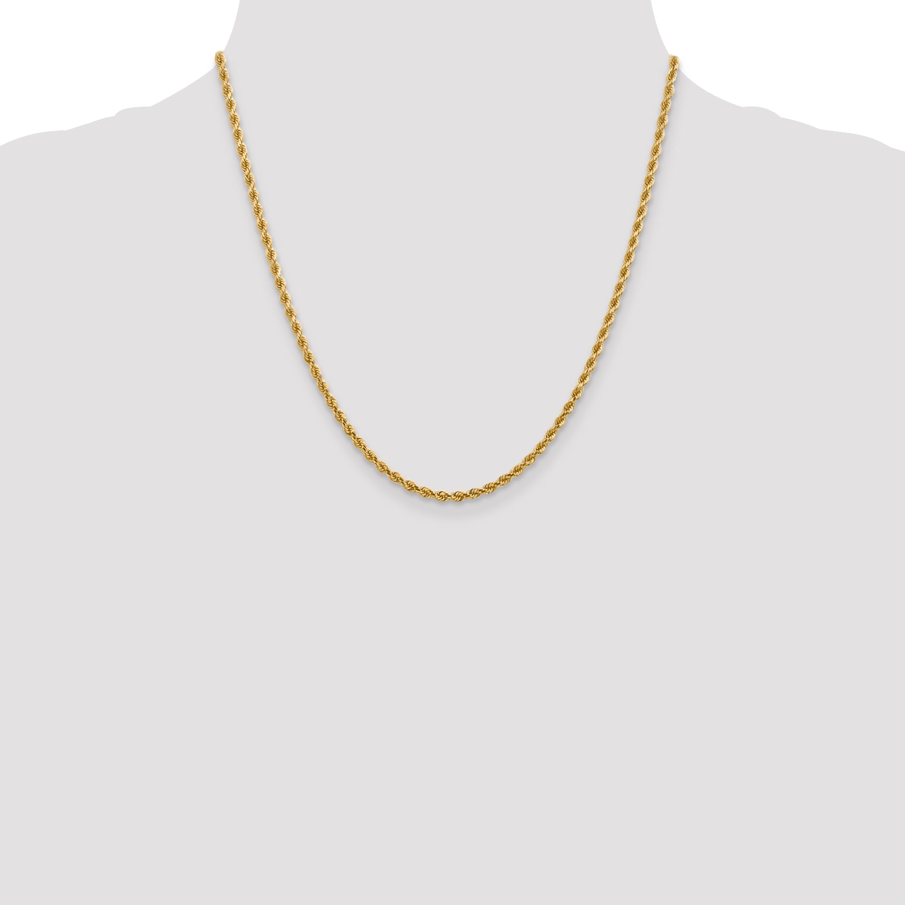 14K 2.75mm Diamond-Cut Lightweight Rope Chain