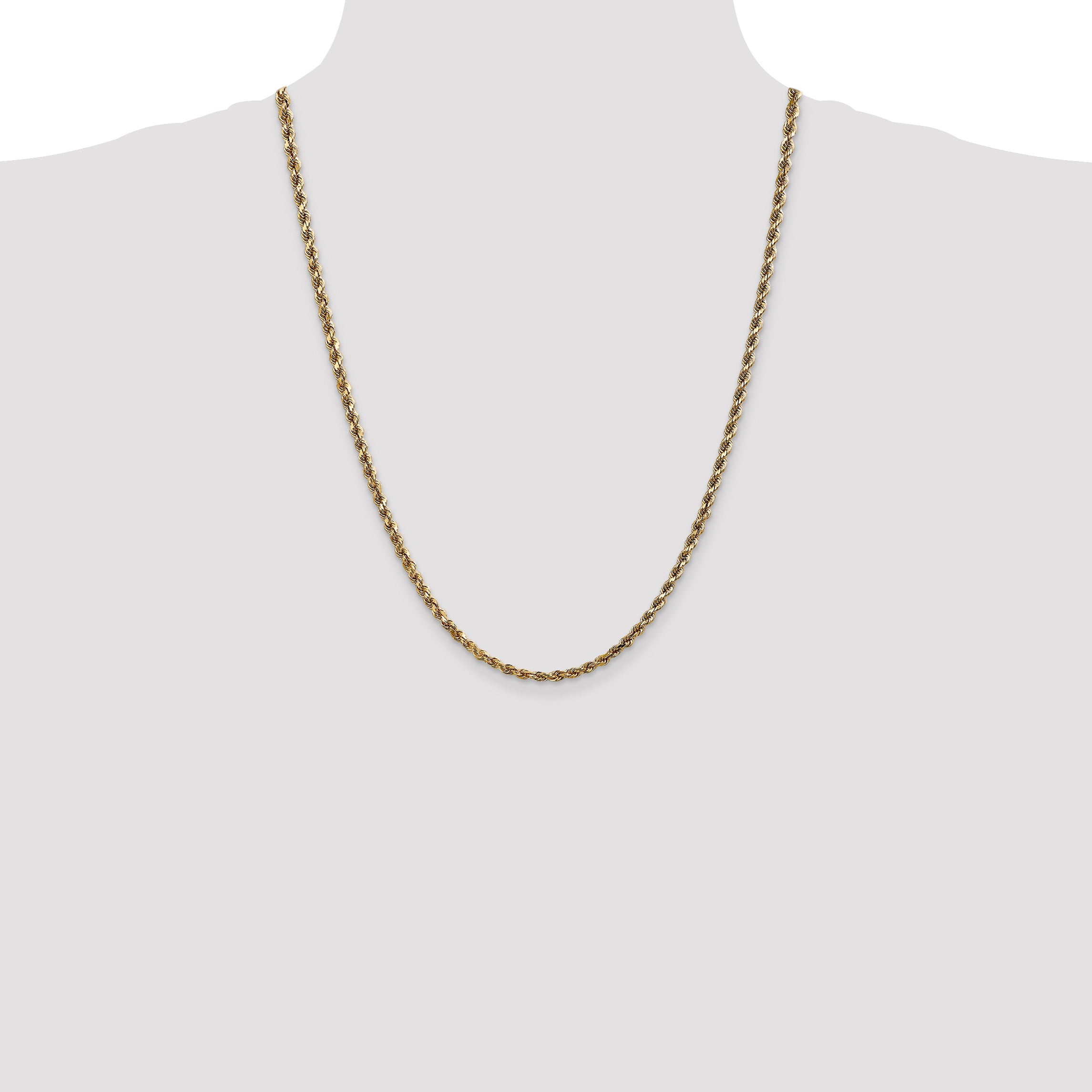 14K 3.5mm Diamond-Cut Lightweight Rope Chain