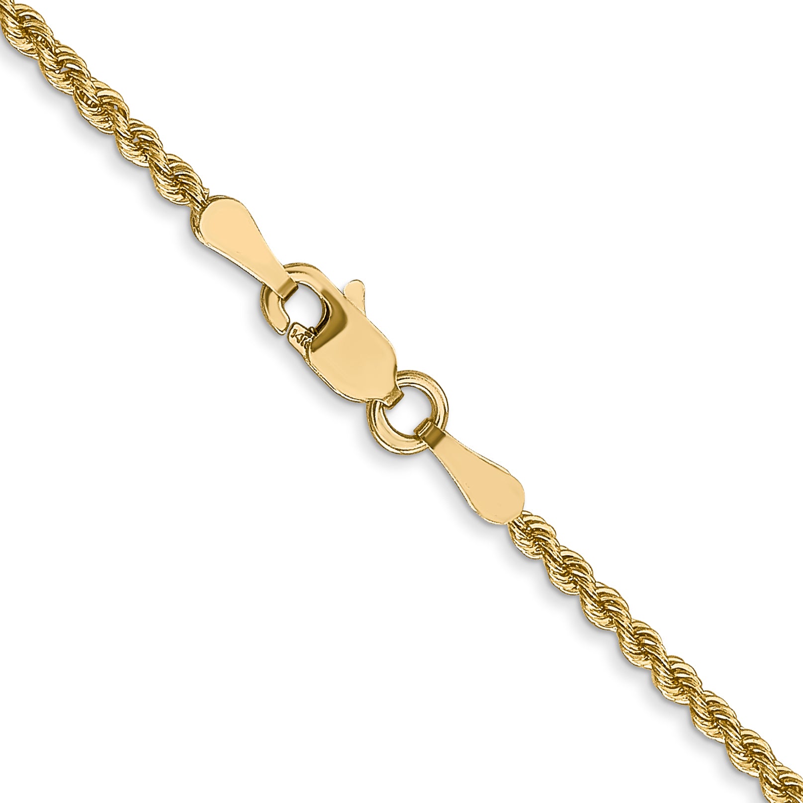 14K 2mm Solid Regular Rope Chain