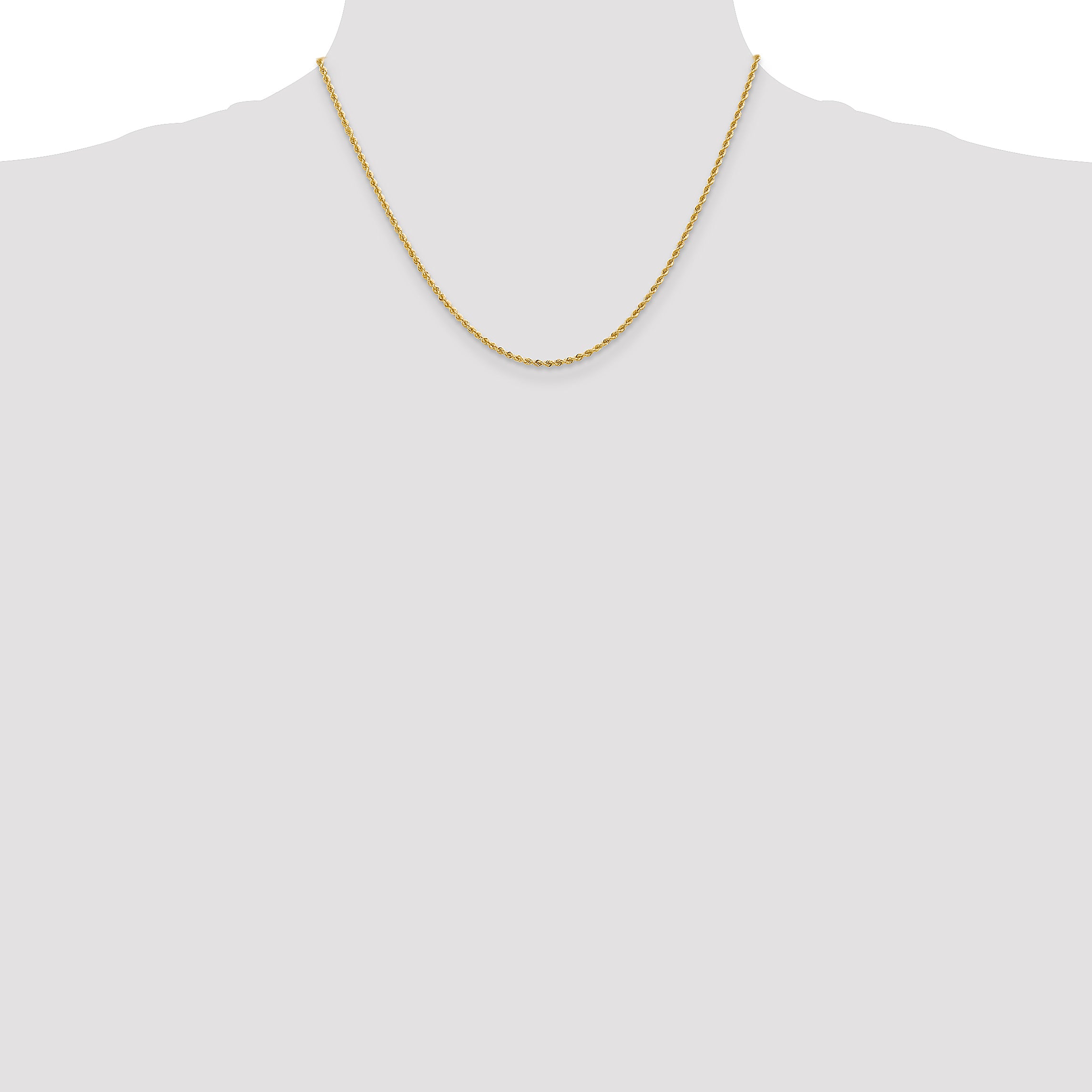 14K 2mm Solid Regular Rope Chain