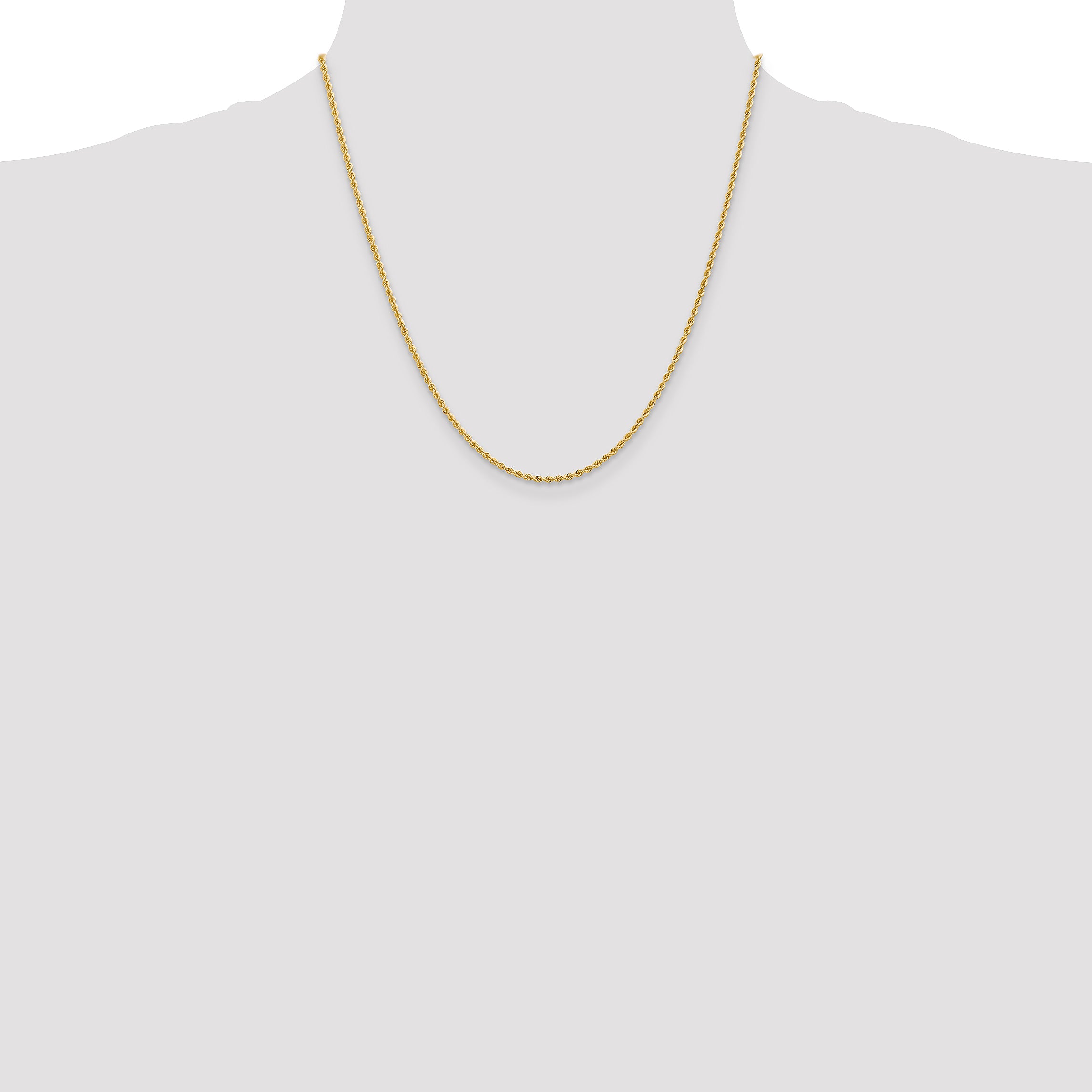 14K 2mm Solid Regular Rope Chain