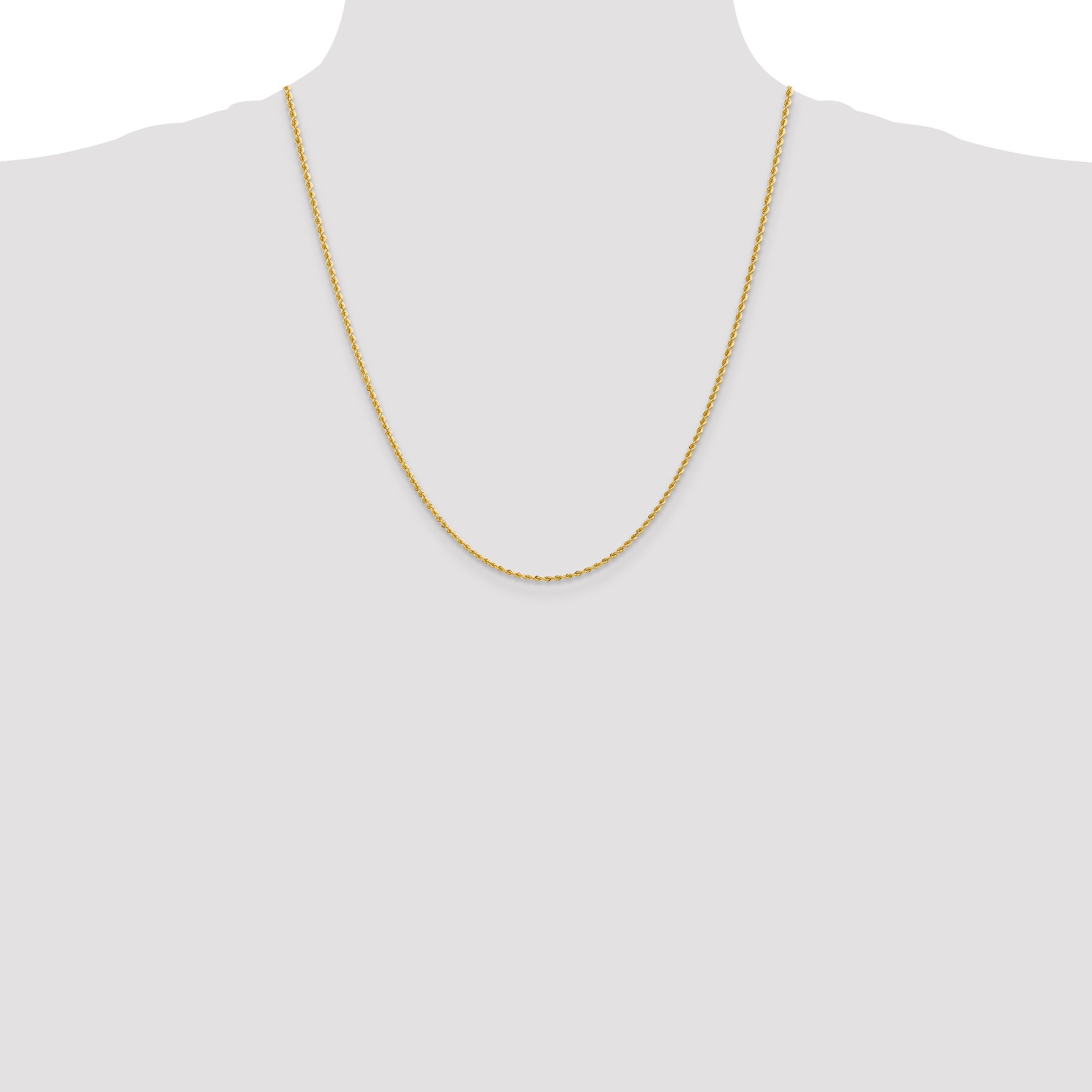 14K 2mm Solid Regular Rope Chain