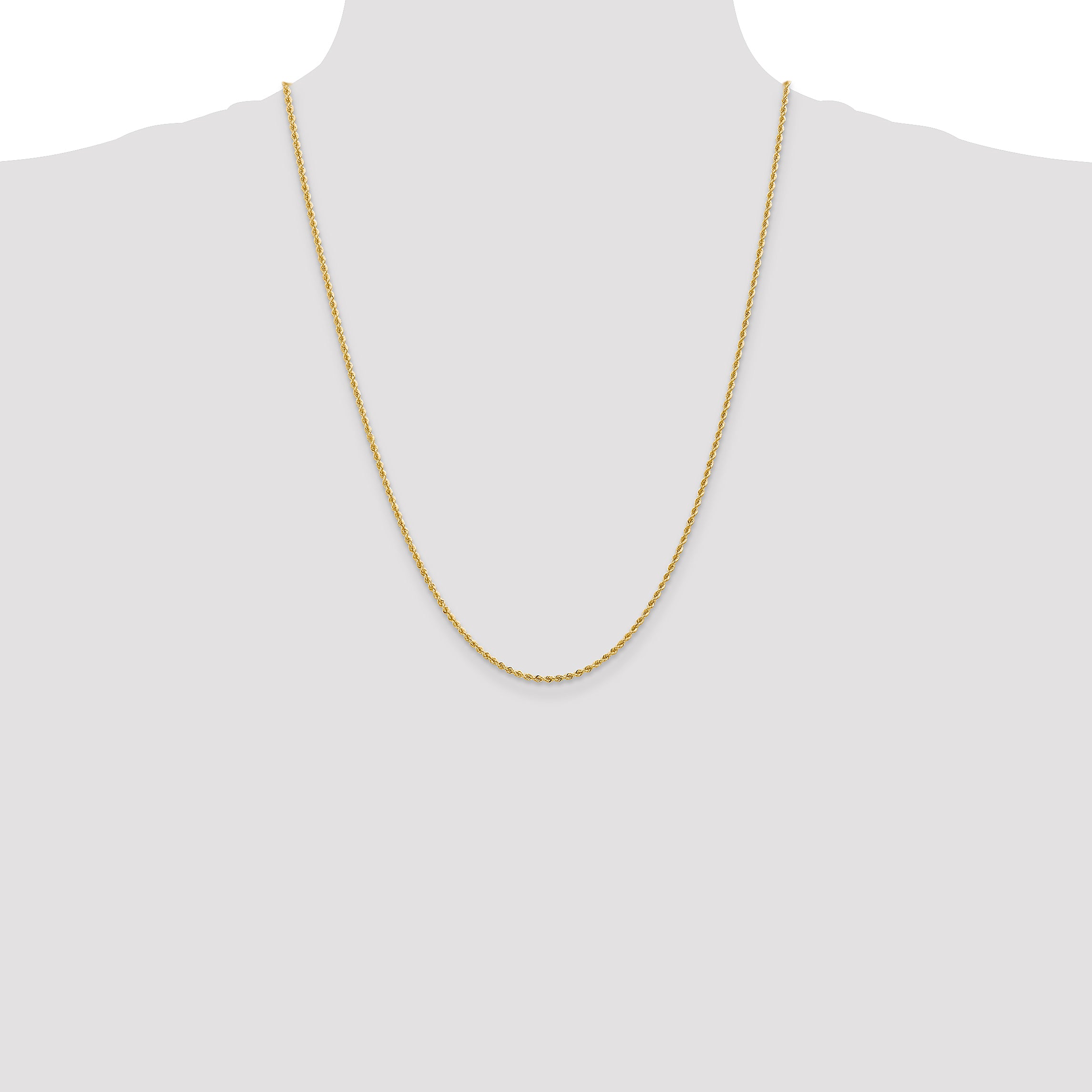 14K 2mm Solid Regular Rope Chain