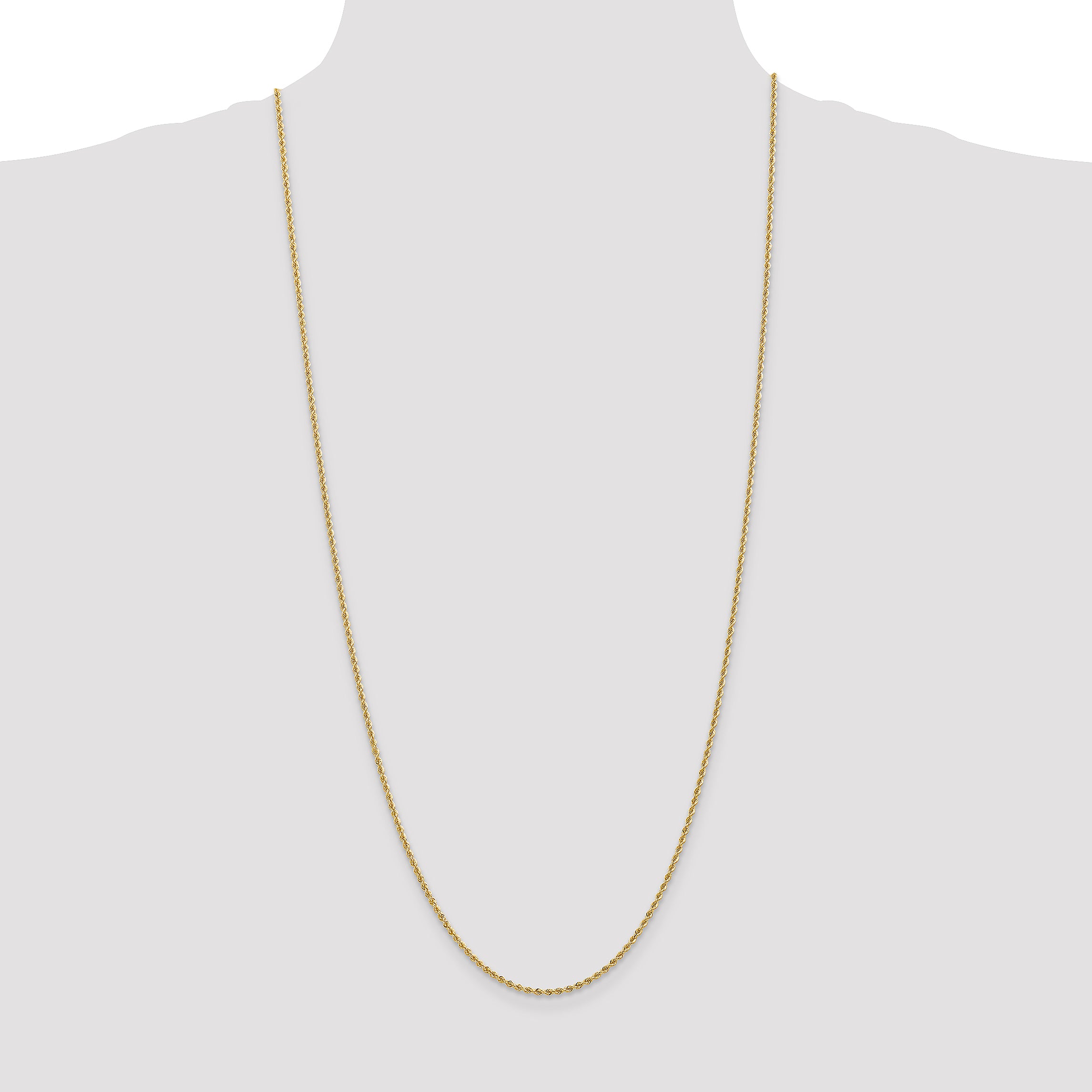 14K 2mm Solid Regular Rope Chain