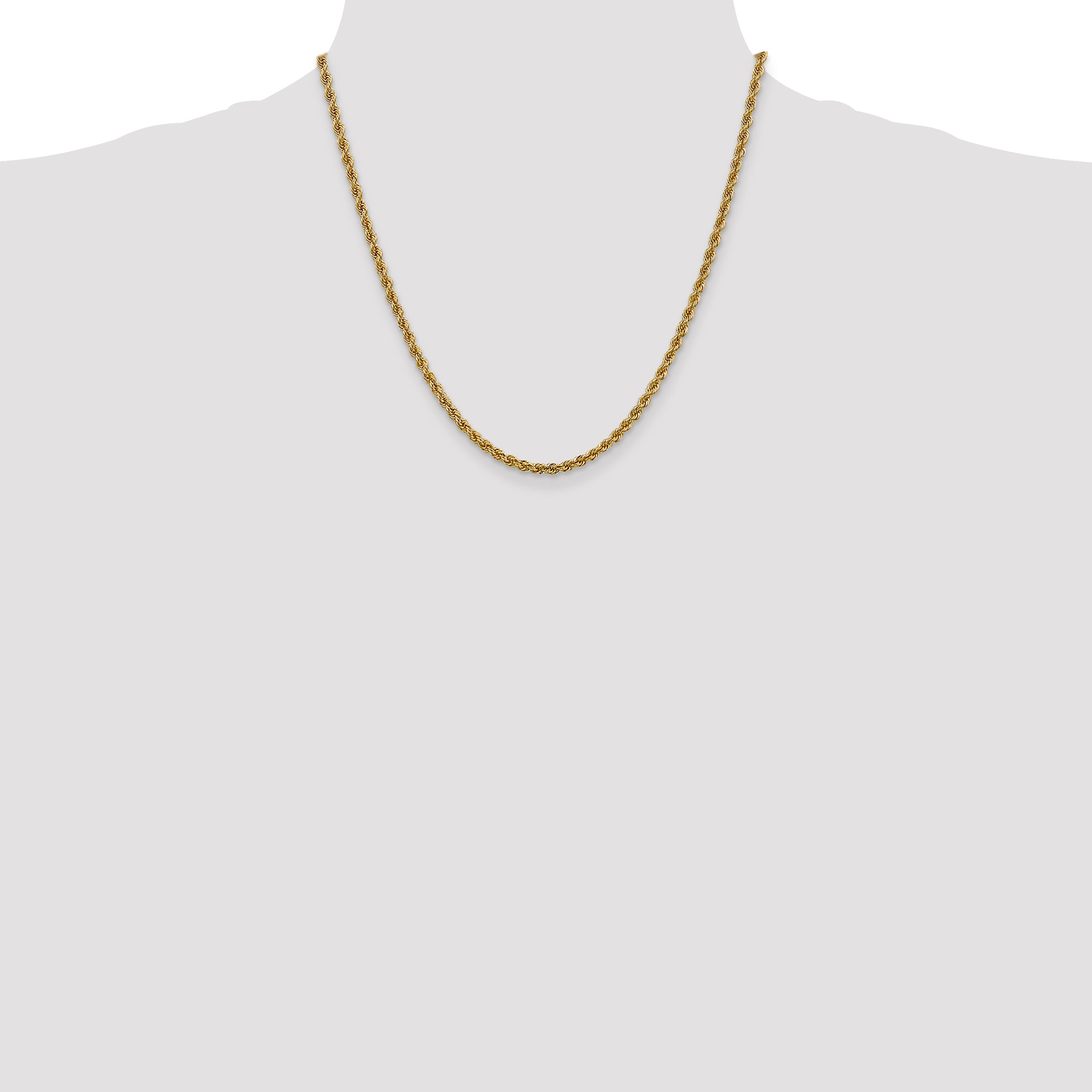 14K 3mm Solid Regular Rope Chain