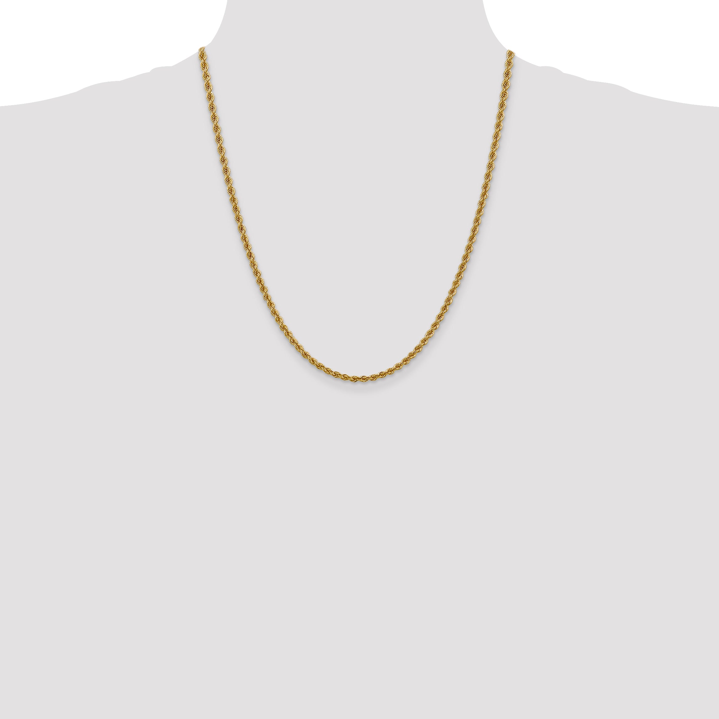 14K 3mm Solid Regular Rope Chain