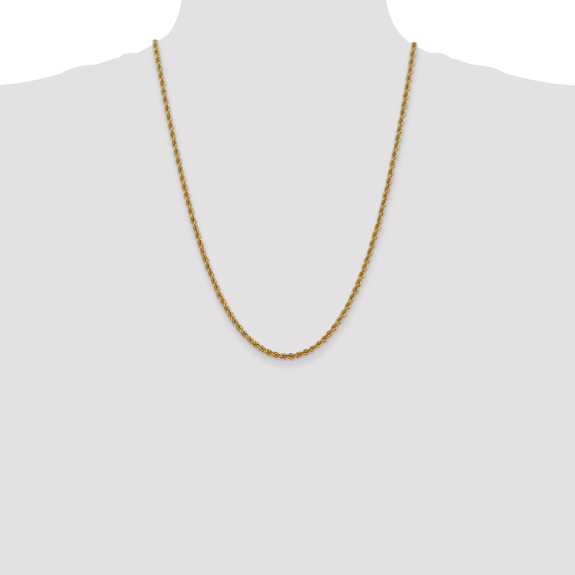 14K 3mm Solid Regular Rope Chain