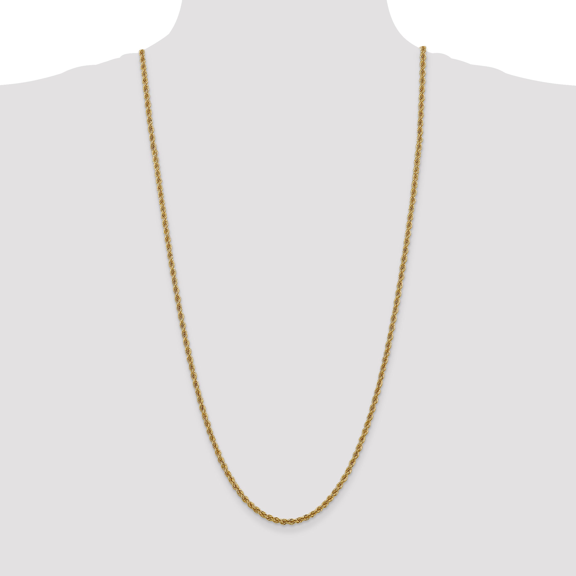 14K 3mm Solid Regular Rope Chain