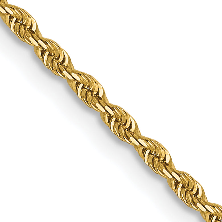 14K 1.3mm Diamond-Cut Rope Chain