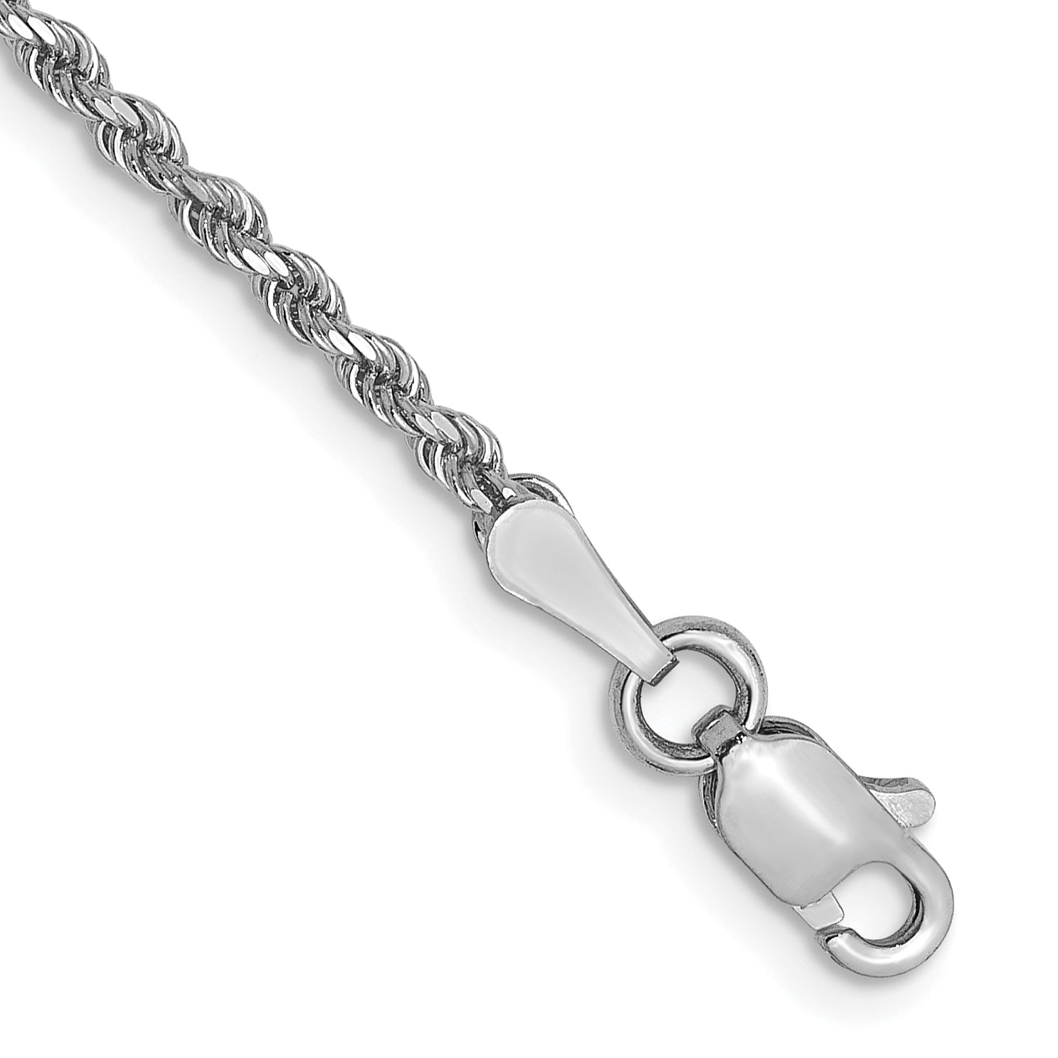 14K White Gold 1.75mm Diamond-Cut Rope Chain