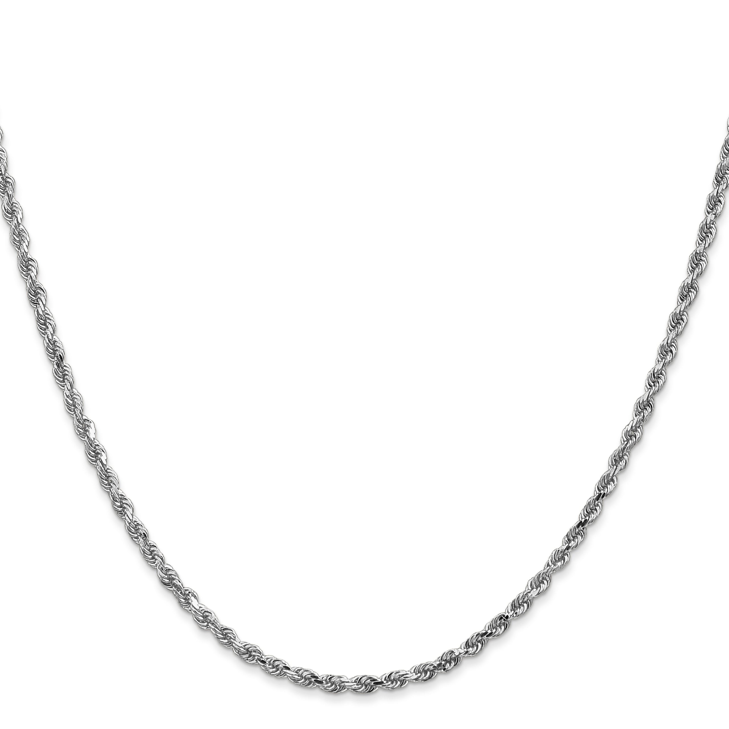 14K White Gold 2.5mm Diamond-Cut Rope Chain